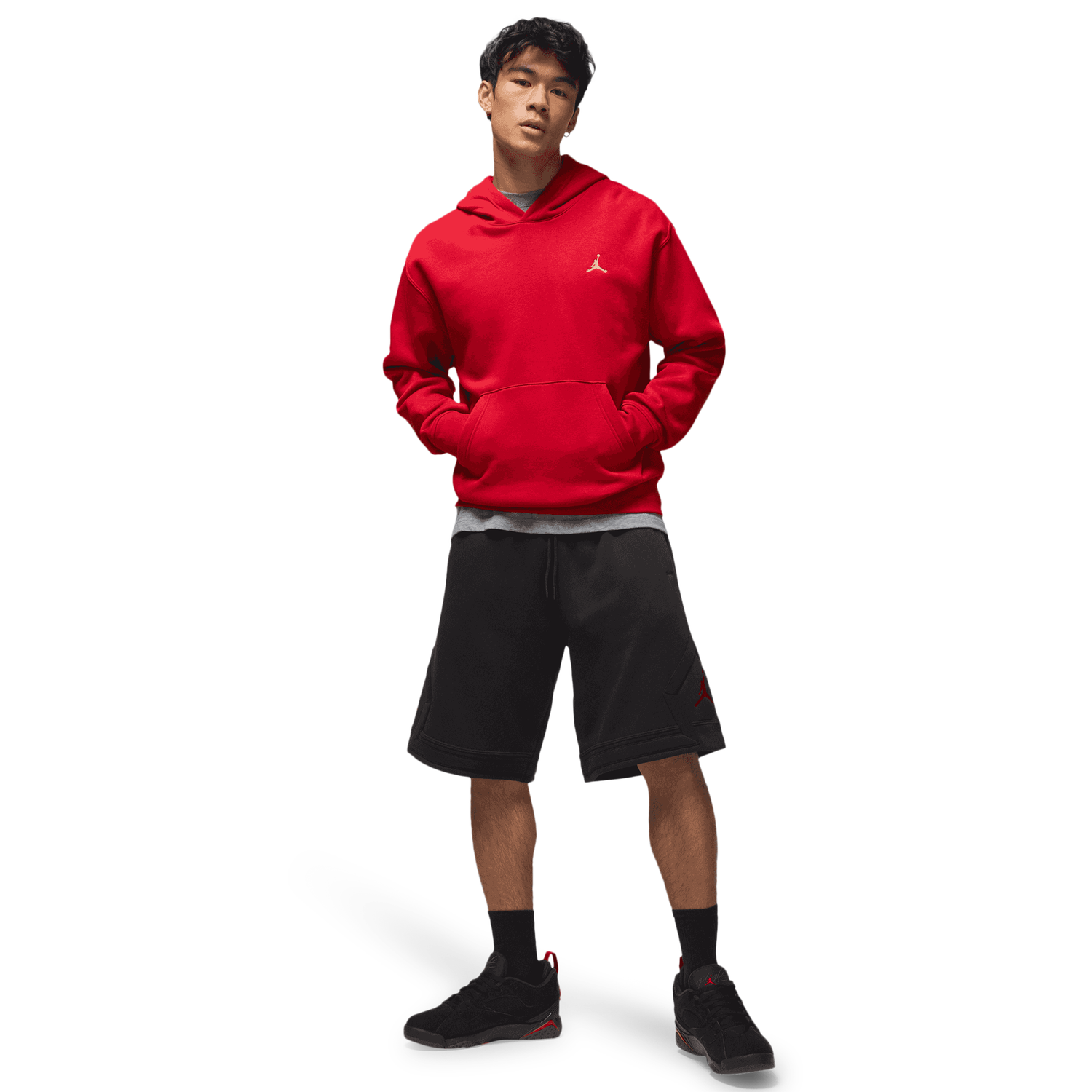 Jordan Brooklyn Oversize Stretch Shorts - Men's - Red/Black