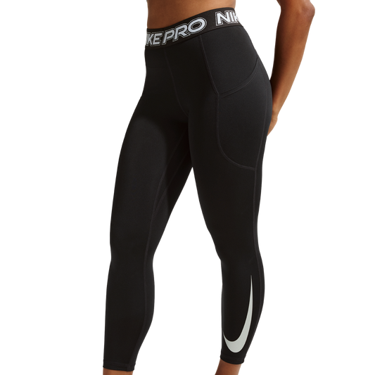 Nike Pro Mid Rise 7/8 Tight - Women's - Black/White/White