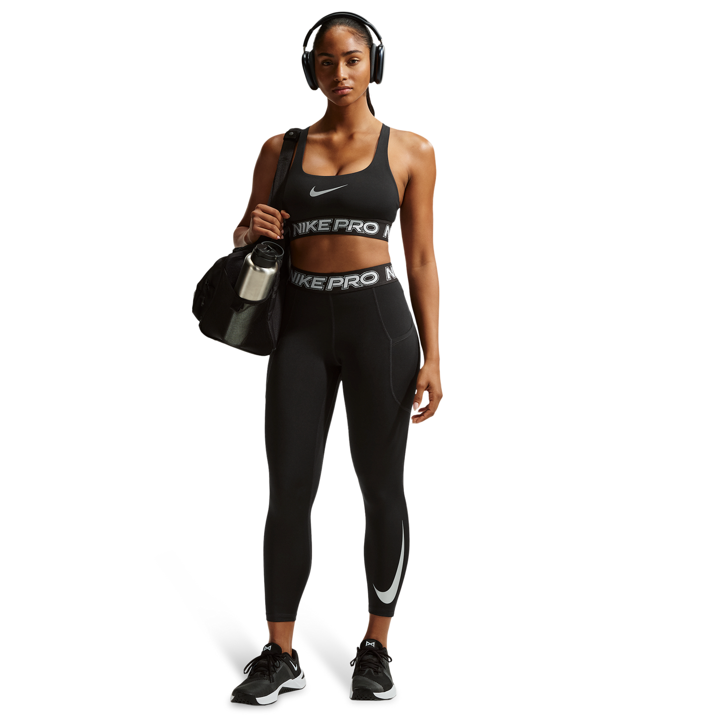 Nike Pro Mid Rise 7/8 Tight - Women's - Black/White/White