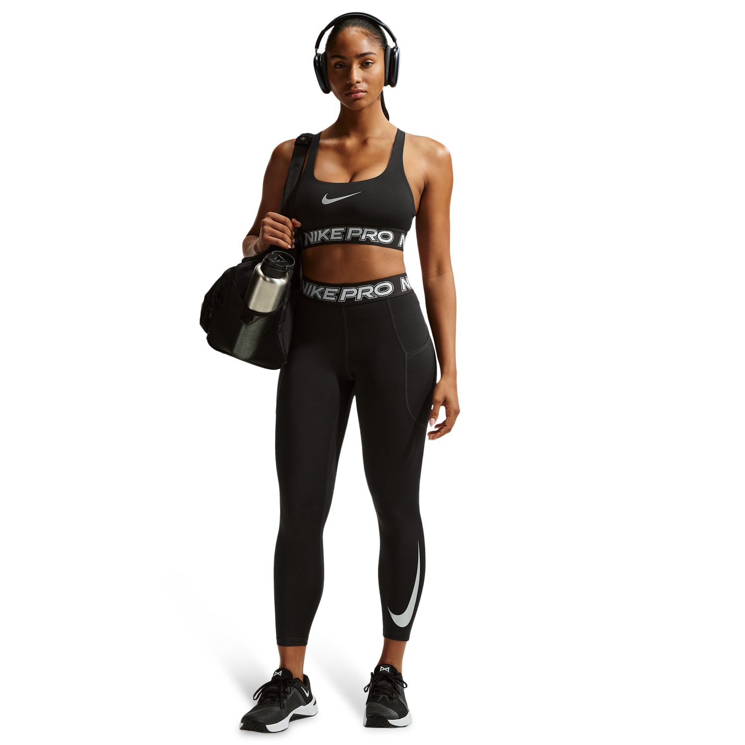 Nike Pro Mid Rise 7/8 Tight - Women's - Black/White/White