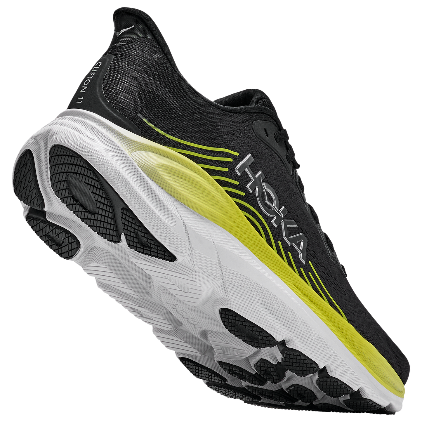 HOKA Clifton 11 - Men's - Black/White/Yellow