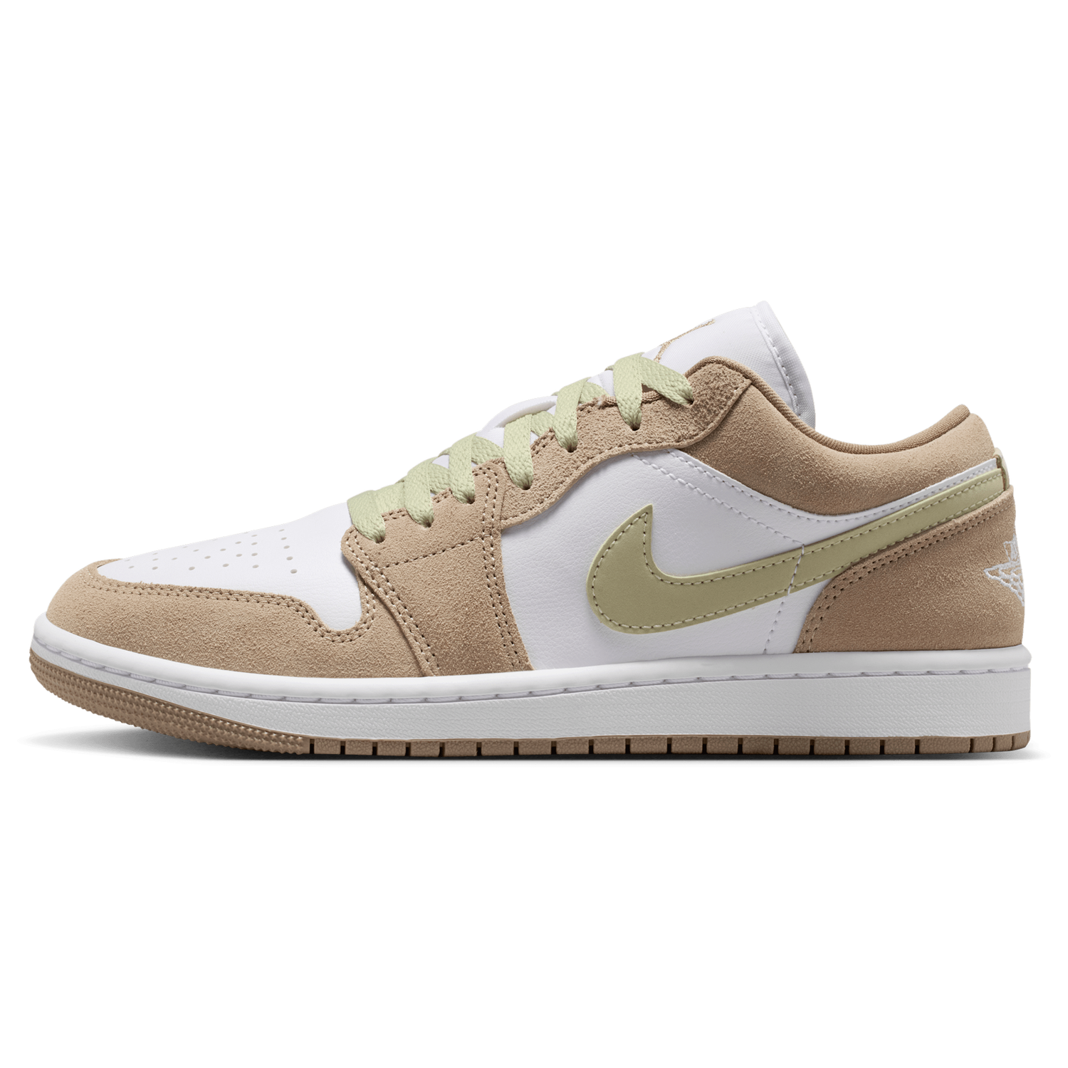 Jordan AJ 1 Low - Women's - White/Olive Aura/Khaki