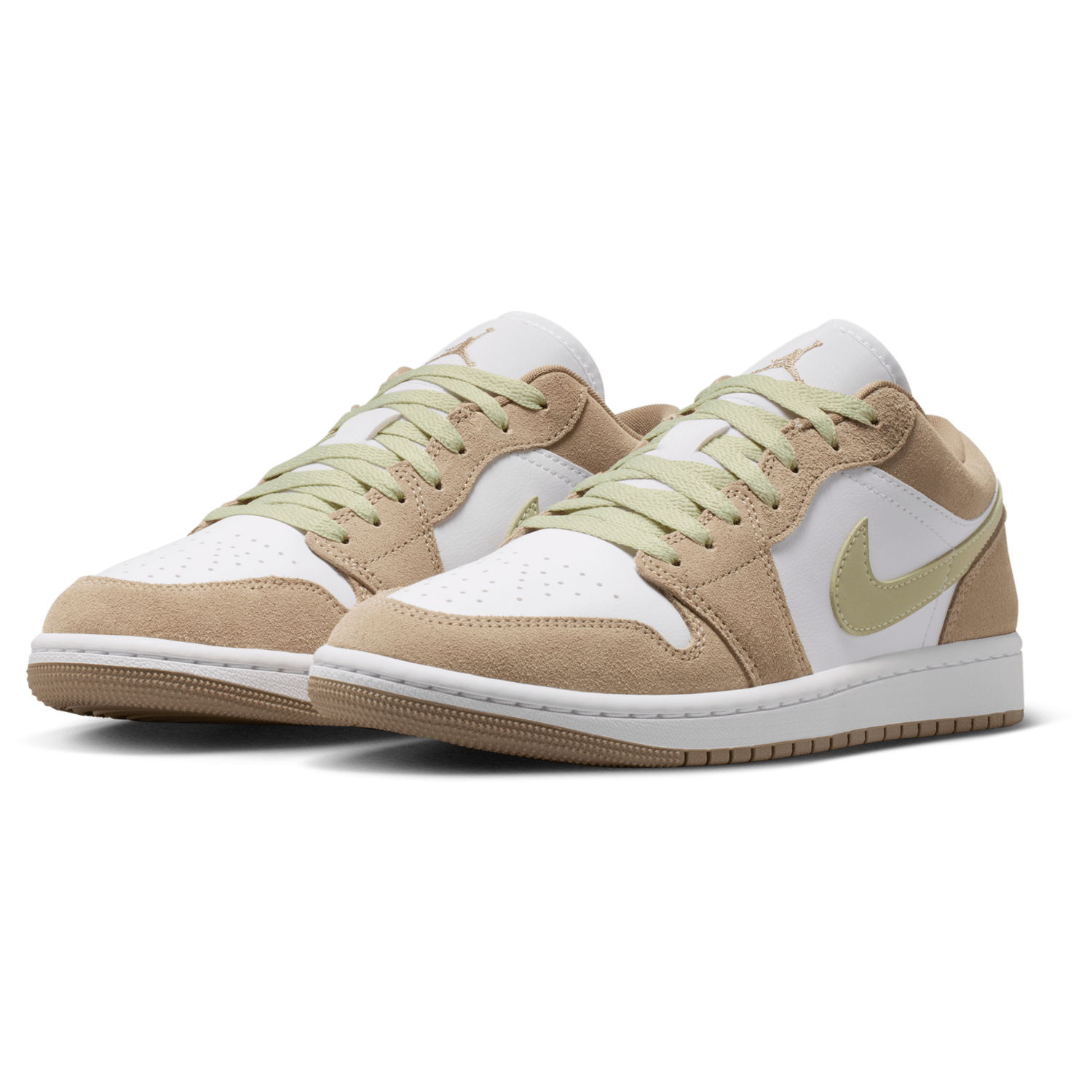 Jordan AJ 1 Low - Women's - White/Olive Aura/Khaki