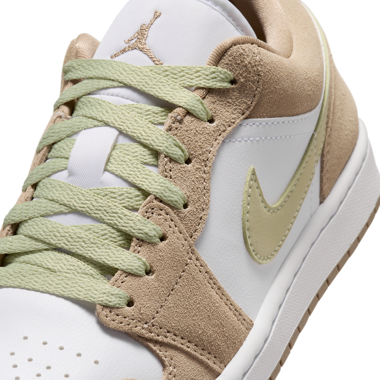Jordan AJ 1 Low - Women's - White/Olive Aura/Khaki
