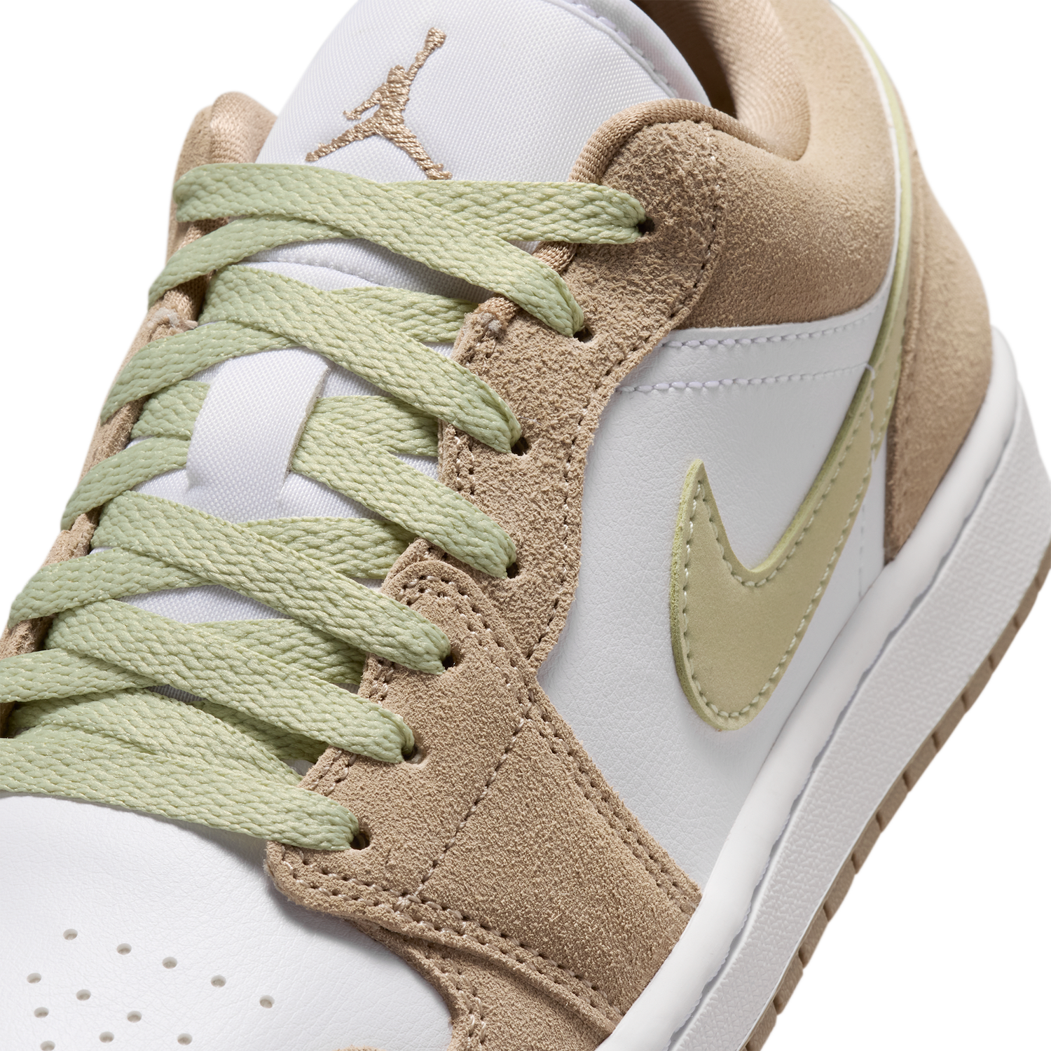 Jordan AJ 1 Low - Women's - White/Olive Aura/Khaki