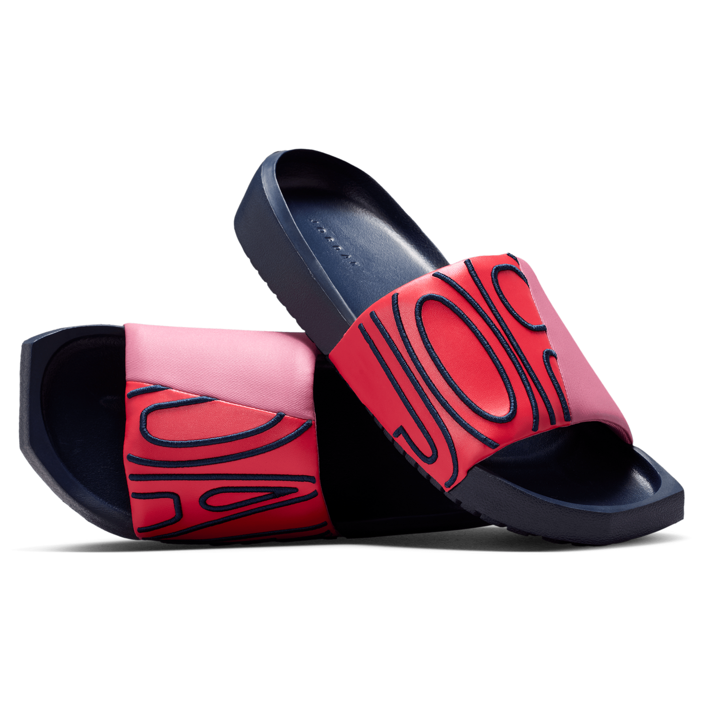 Jordan Nola Slides - Women's - Obsidian/Desert Berry/Track Red