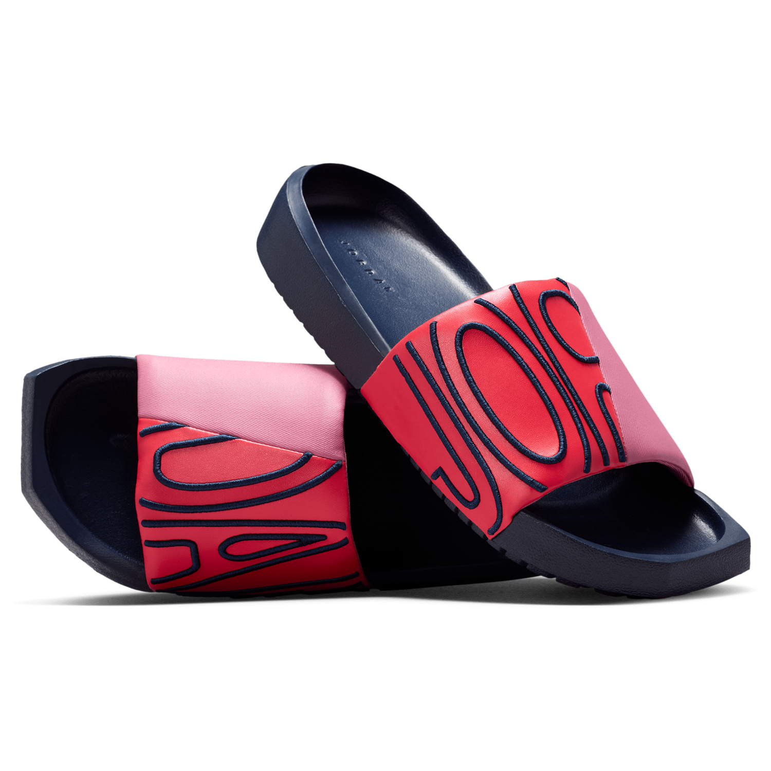 Jordan Nola Slides - Women's - Obsidian/Desert Berry/Track Red