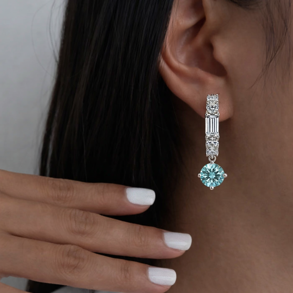 Vega Aqua Crystal Drop Earrings - foto 5