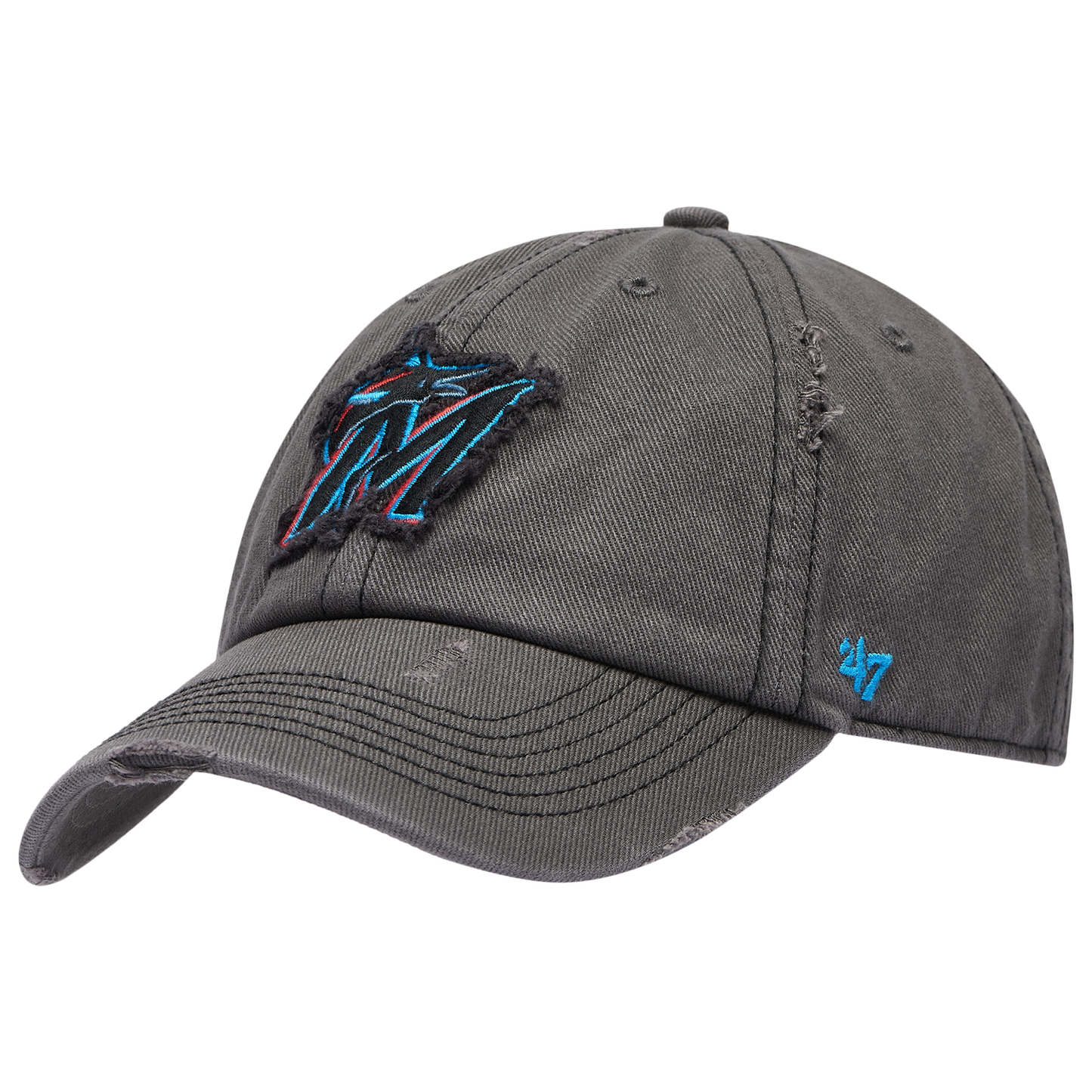 47 Brand Marlins Weathered 47 Clean Up Cap - Men's - Black/Multi