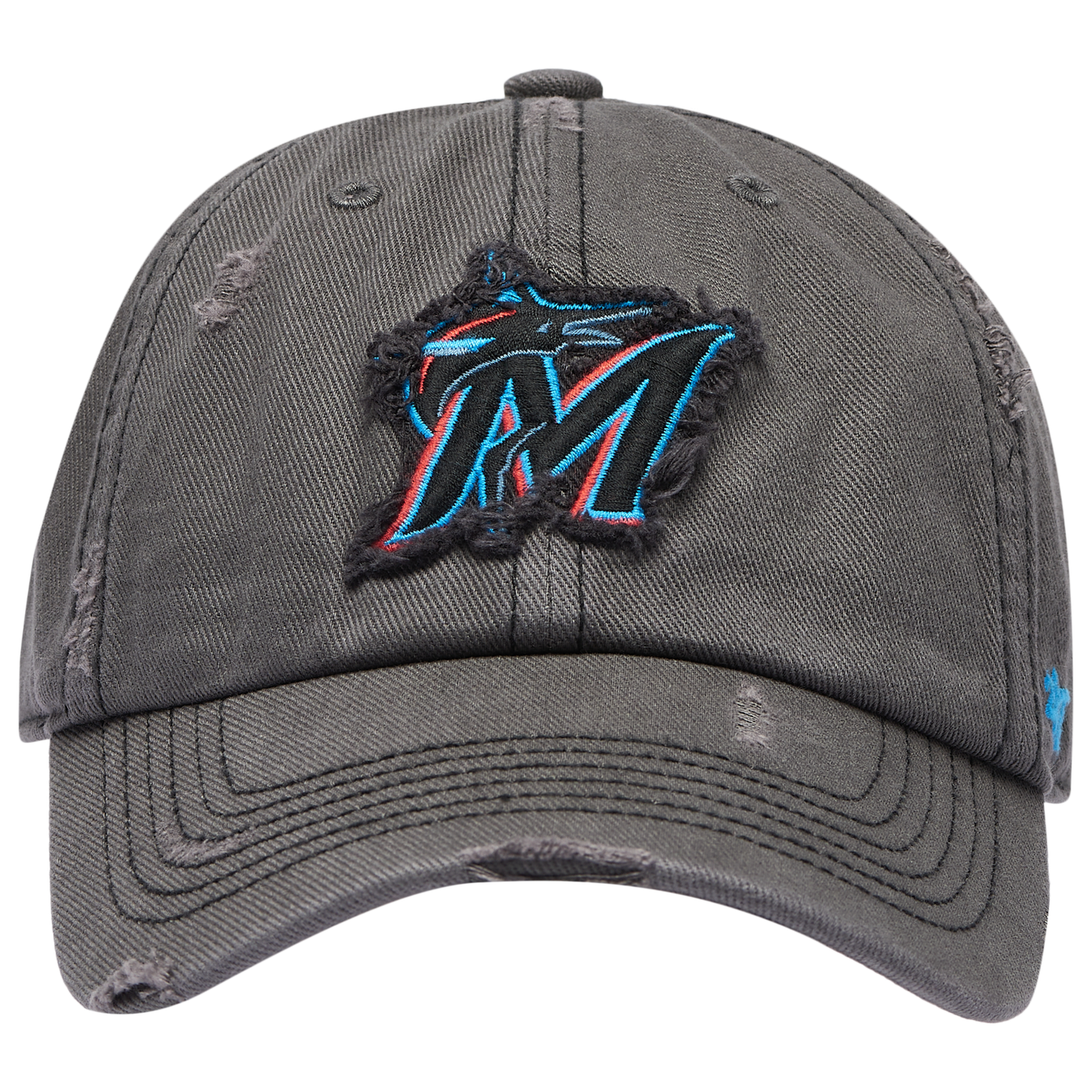 47 Brand Marlins Weathered 47 Clean Up Cap - Men's - Black/Multi