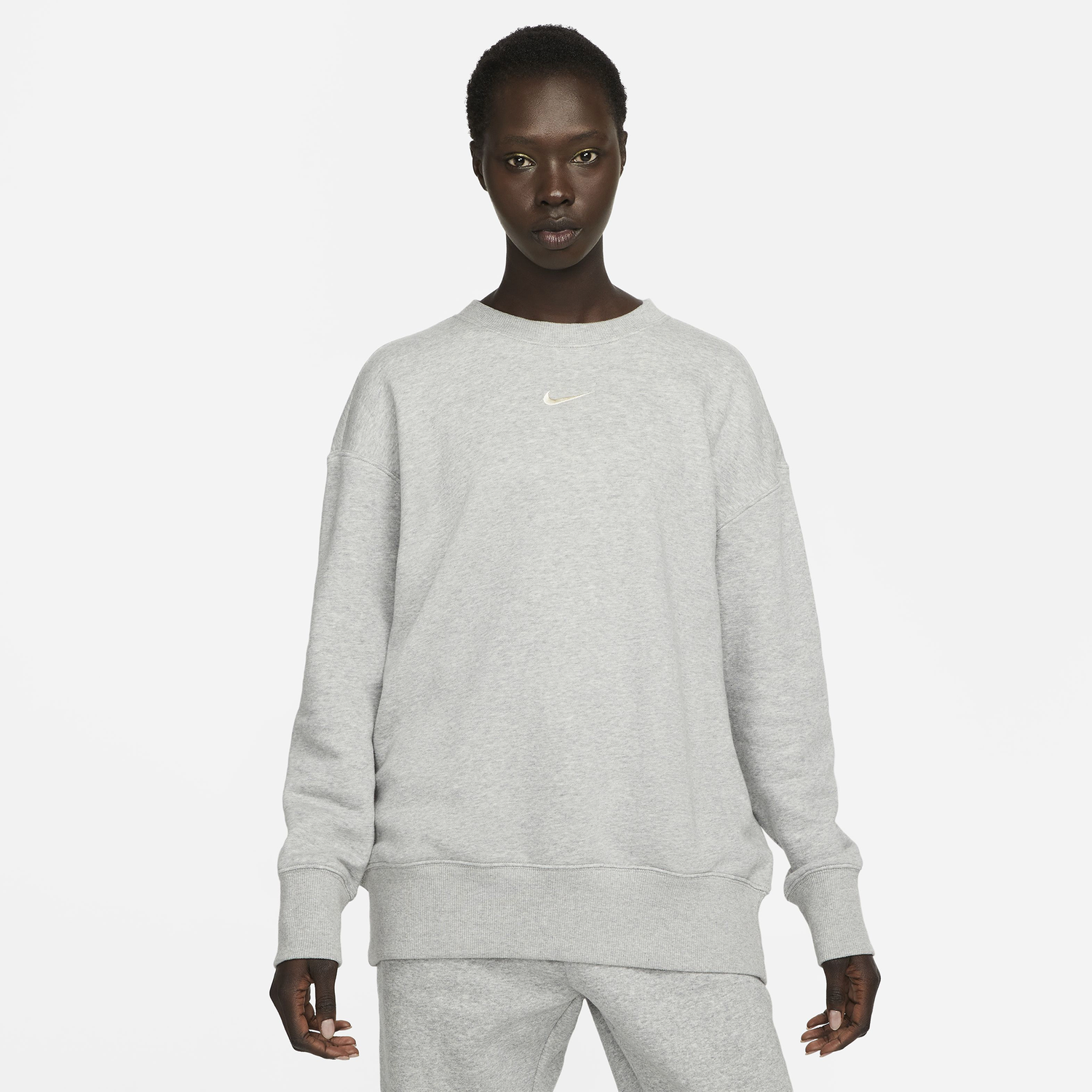 Nike Phoenix OS Fleece Crew - Women's - Sail/Dark Grey Heather