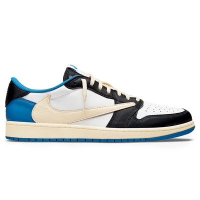 Fragment Design x Travis Scott x Air Jordan 1 Retro Low Sail Black Military Blue