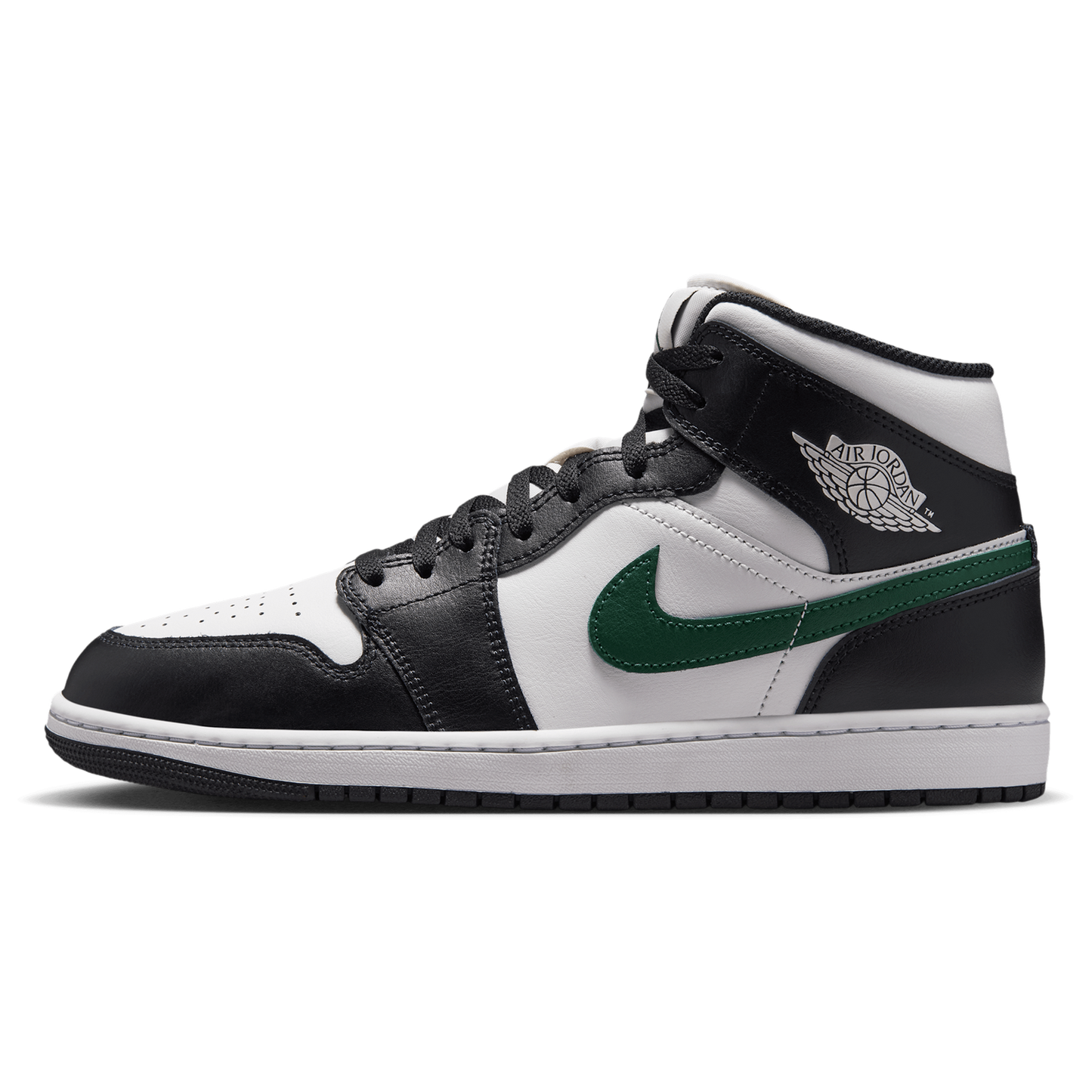 Jordan AJ 1 Mid - Men's - Black/Summit White/Gorge Green