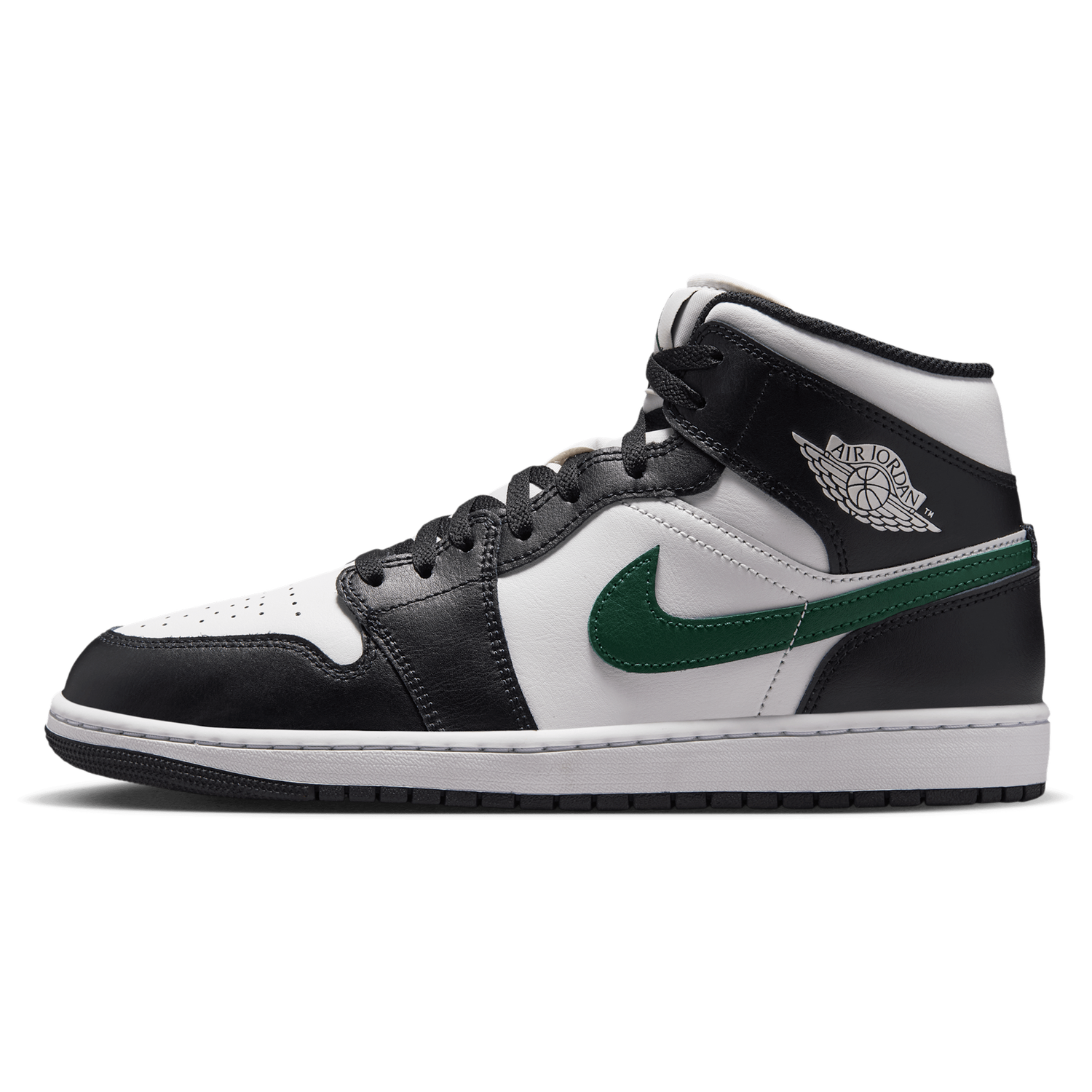 Jordan AJ 1 Mid - Men's - Black/Summit White/Gorge Green