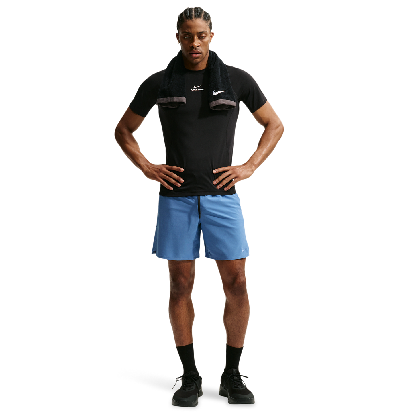 Nike Dri-FIT Unlimited Woven 7 Inch Shorts - Men's - Black/Indigo Storm/Indigo Storm