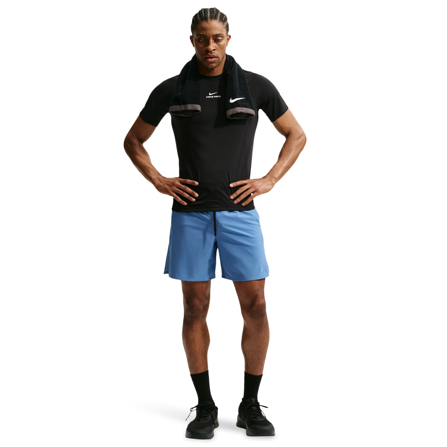 Nike Dri-FIT Unlimited Woven 7 Inch Shorts - Men's - Black/Indigo Storm/Indigo Storm