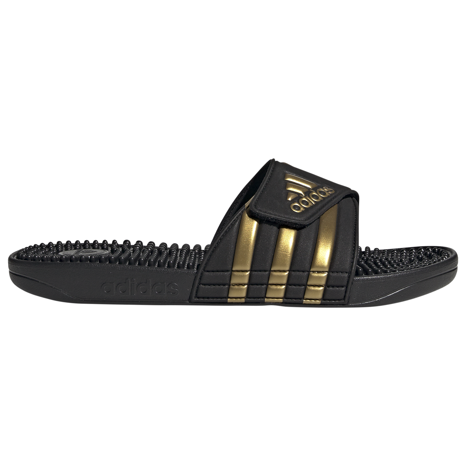 adidas Adissage Slides - Men's - Core Black/Gold Metallic/Core Black