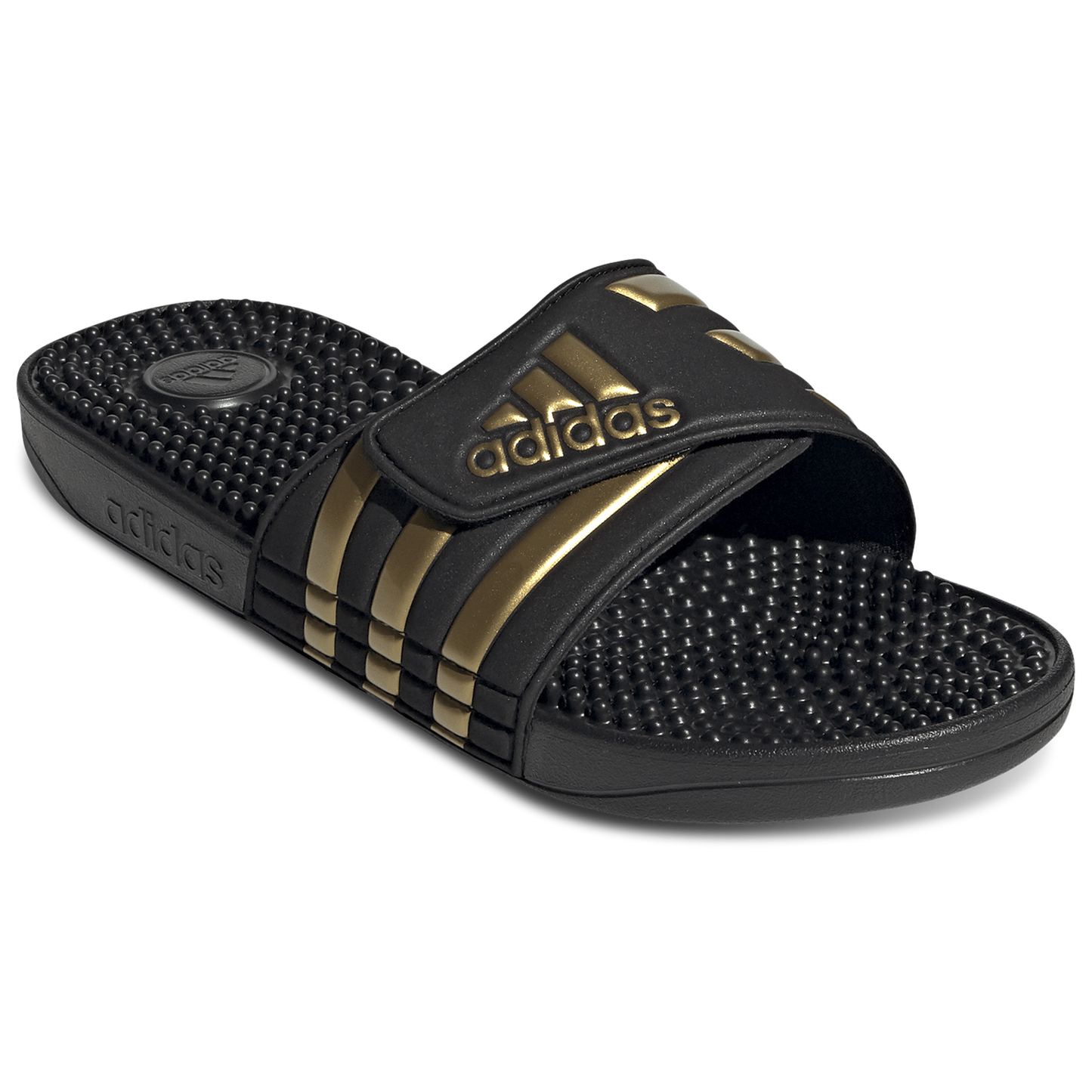 adidas Adissage Slides - Men's - Core Black/Gold Metallic/Core Black