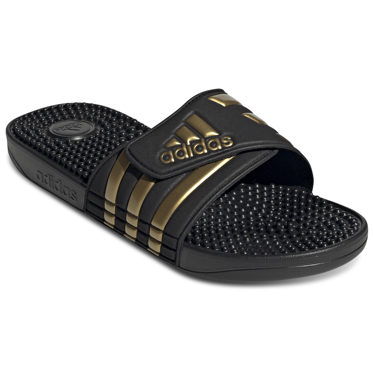 adidas Adissage Slides - Men's - Core Black/Gold Metallic/Core Black