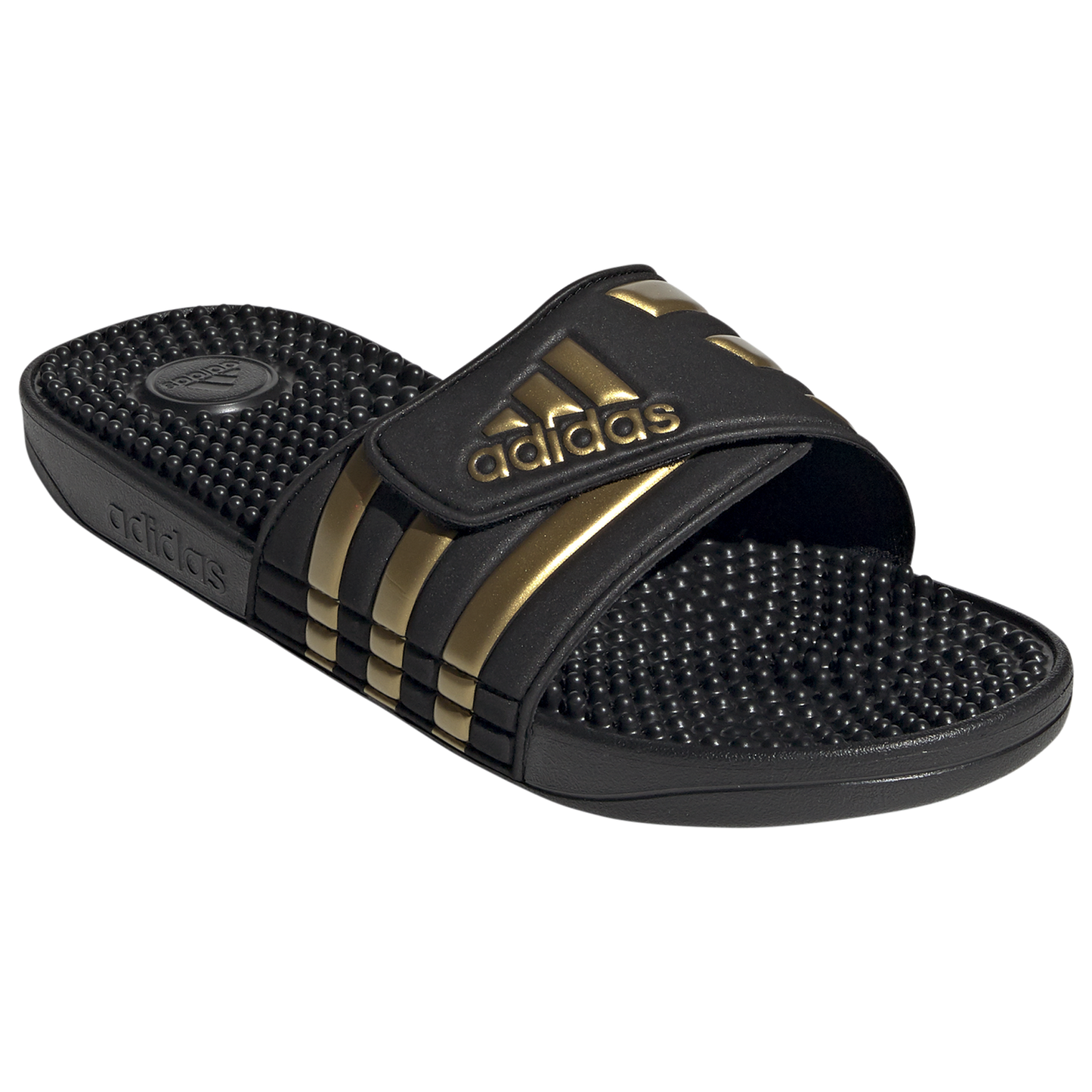 adidas Adissage Slides - Men's - Core Black/Gold Metallic/Core Black