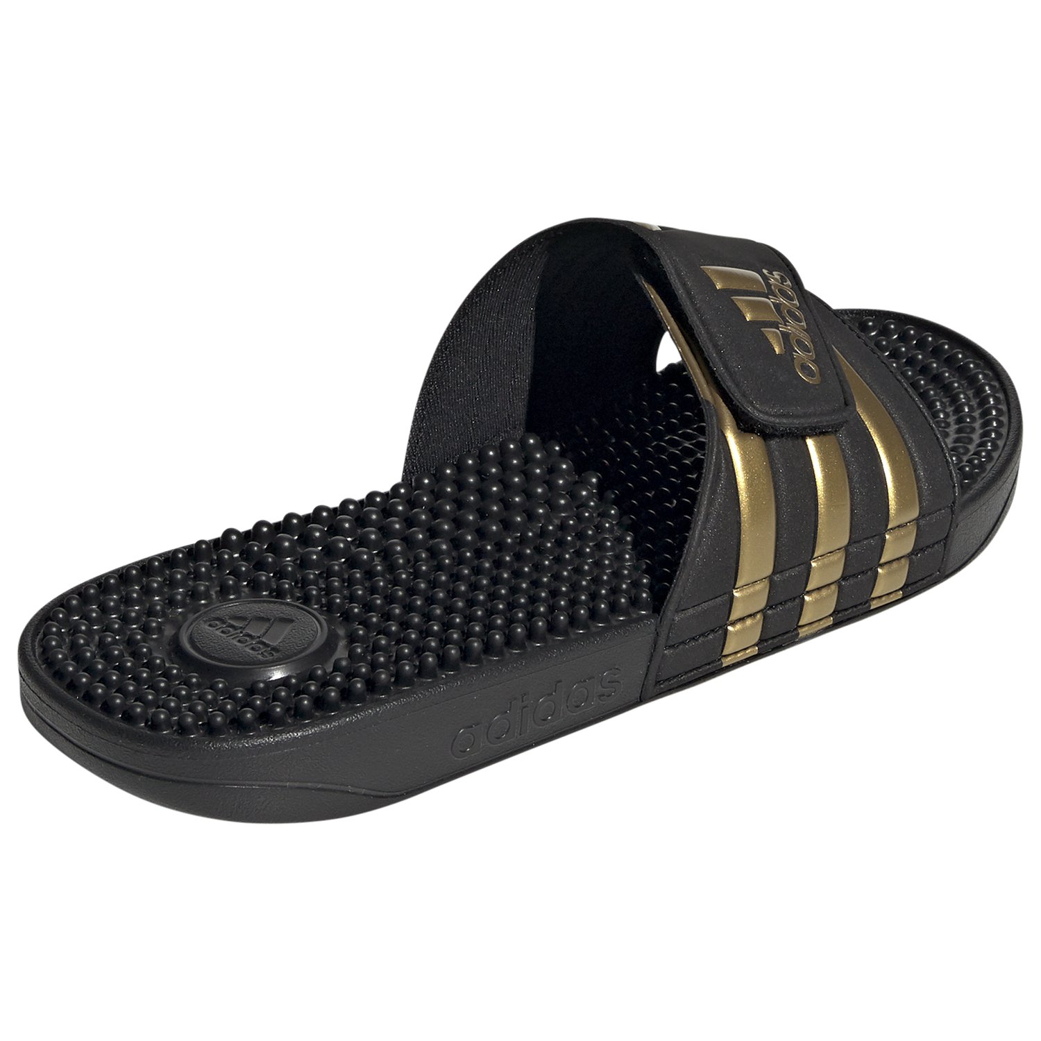 adidas Adissage Slides - Men's - Core Black/Gold Metallic/Core Black