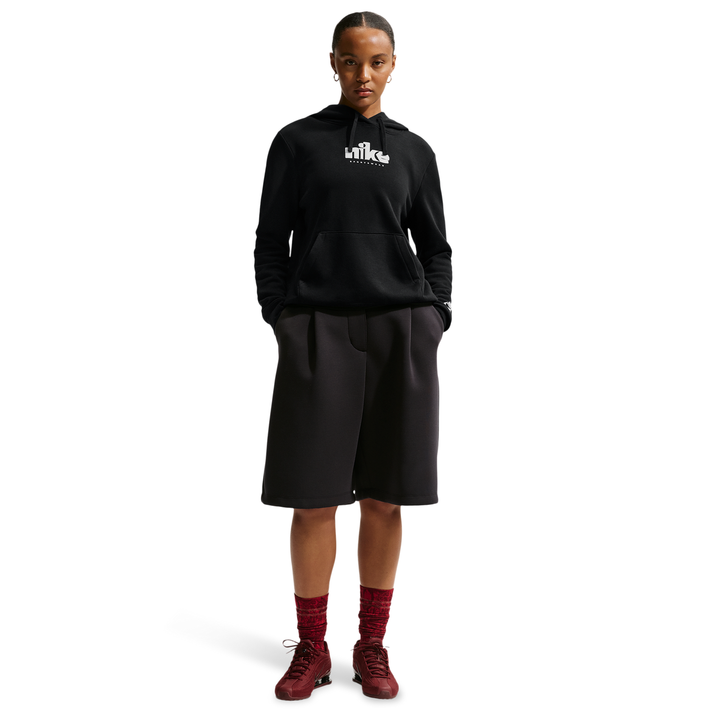 Nike NSW Club Fleece Std Gx Po Hoodie - Women's - Black/White