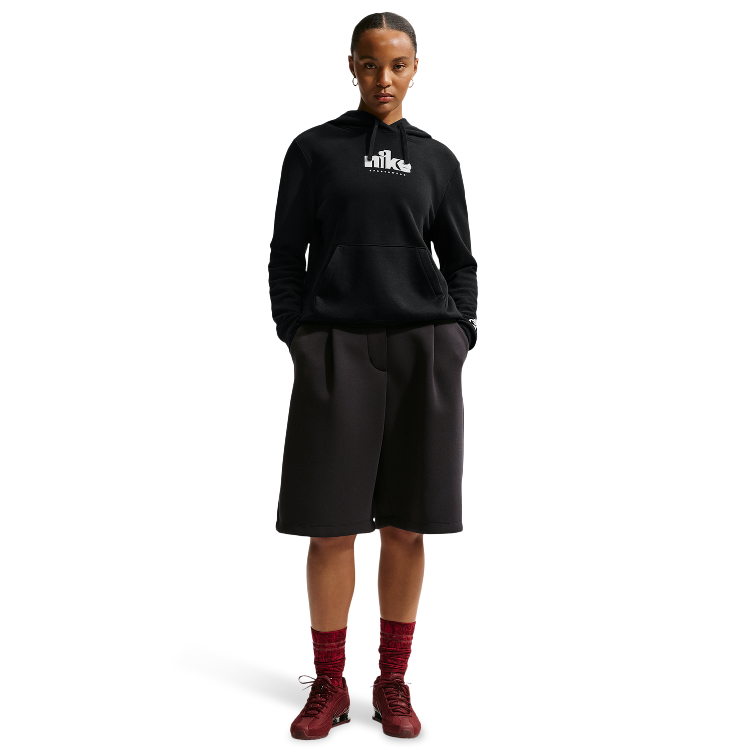 Nike NSW Club Fleece Std Gx Po Hoodie - Women's - Black/White