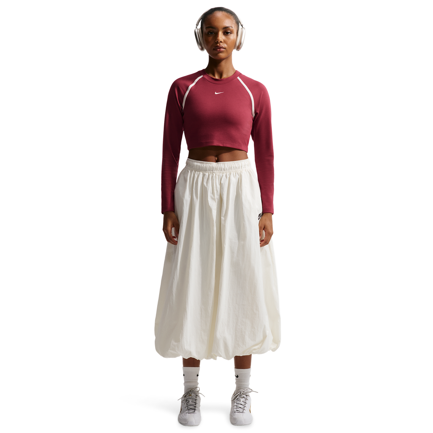 Nike NSW Street Long Sleeve Body Bold Crop - Women's - Team Crimson/Team Crimson/Chalk