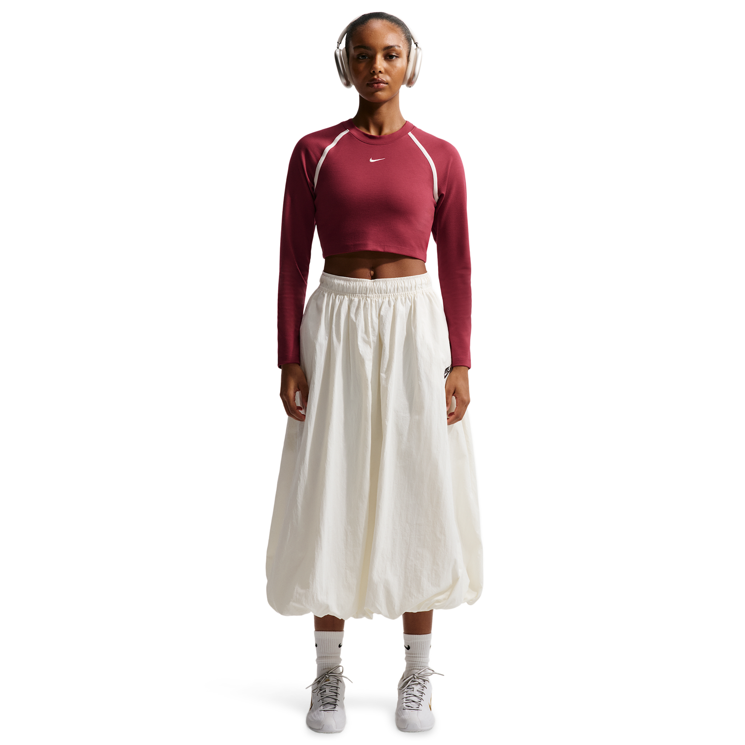 Nike NSW Street Long Sleeve Body Bold Crop - Women's - Team Crimson/Team Crimson/Chalk