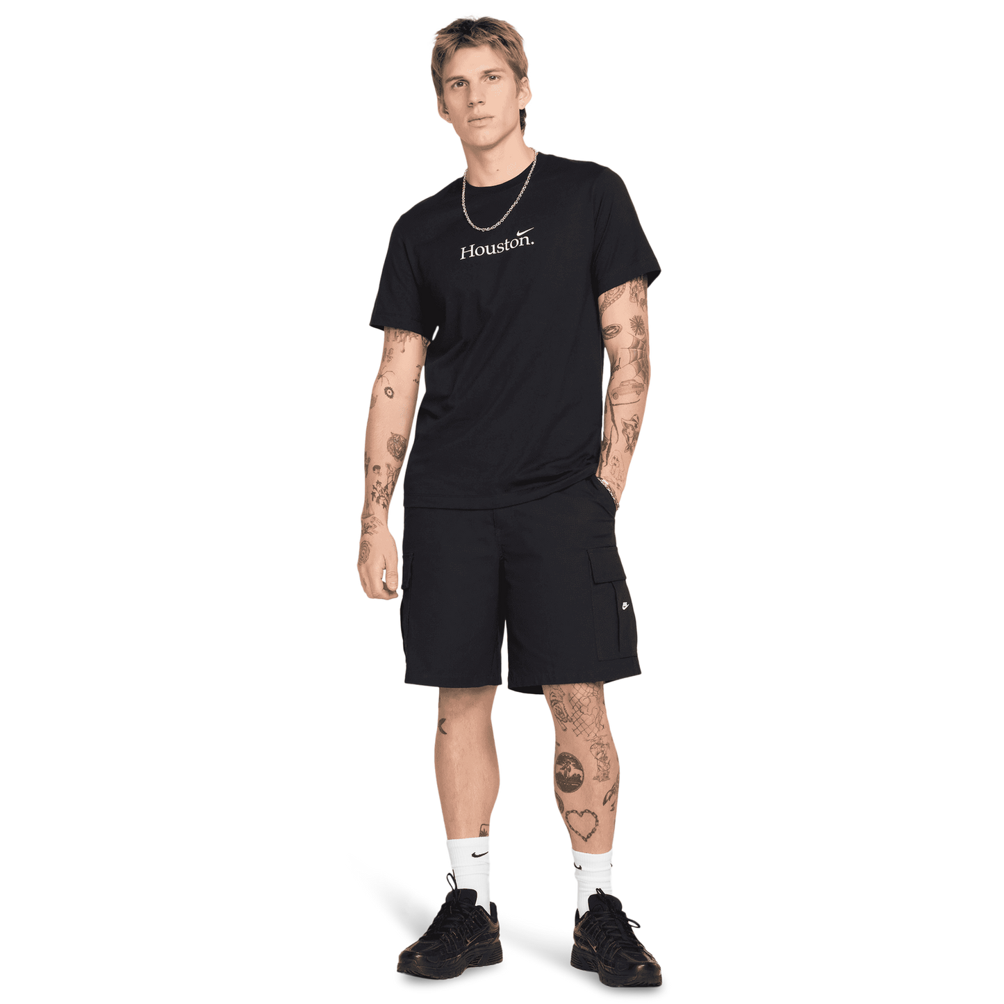 Nike Houston Short Sleeve Crew T-Shirt - Men's - Black/White