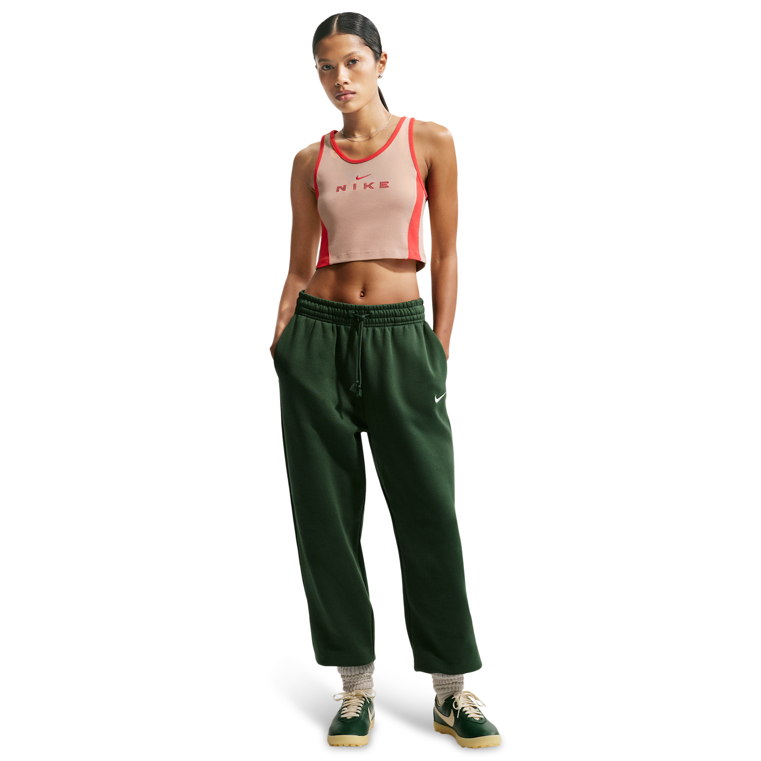 Nike NSW Street Gx Crop Tank - Women's - Linen/Lt Crimson