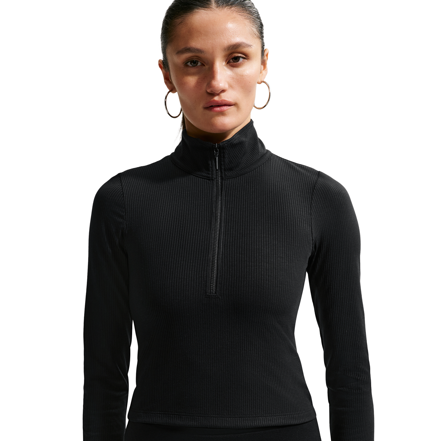 Nike NSW Chill Knit Rib Quarter-Zip LS Top - Women's - Black/Sail