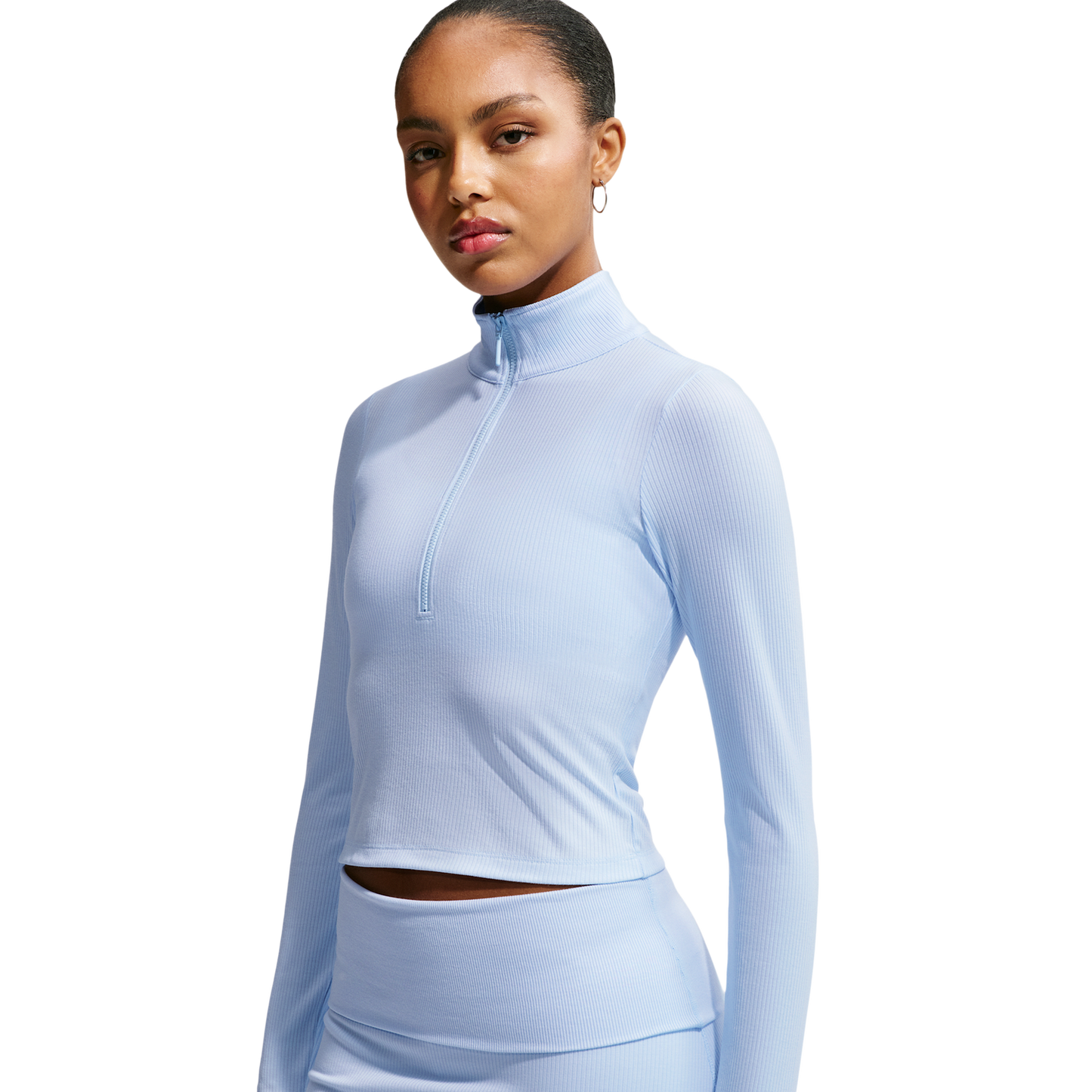 Nike NSW Chill Knit Rib Quarter-Zip LS Top - Women's - Sail/Hydrogen Blue