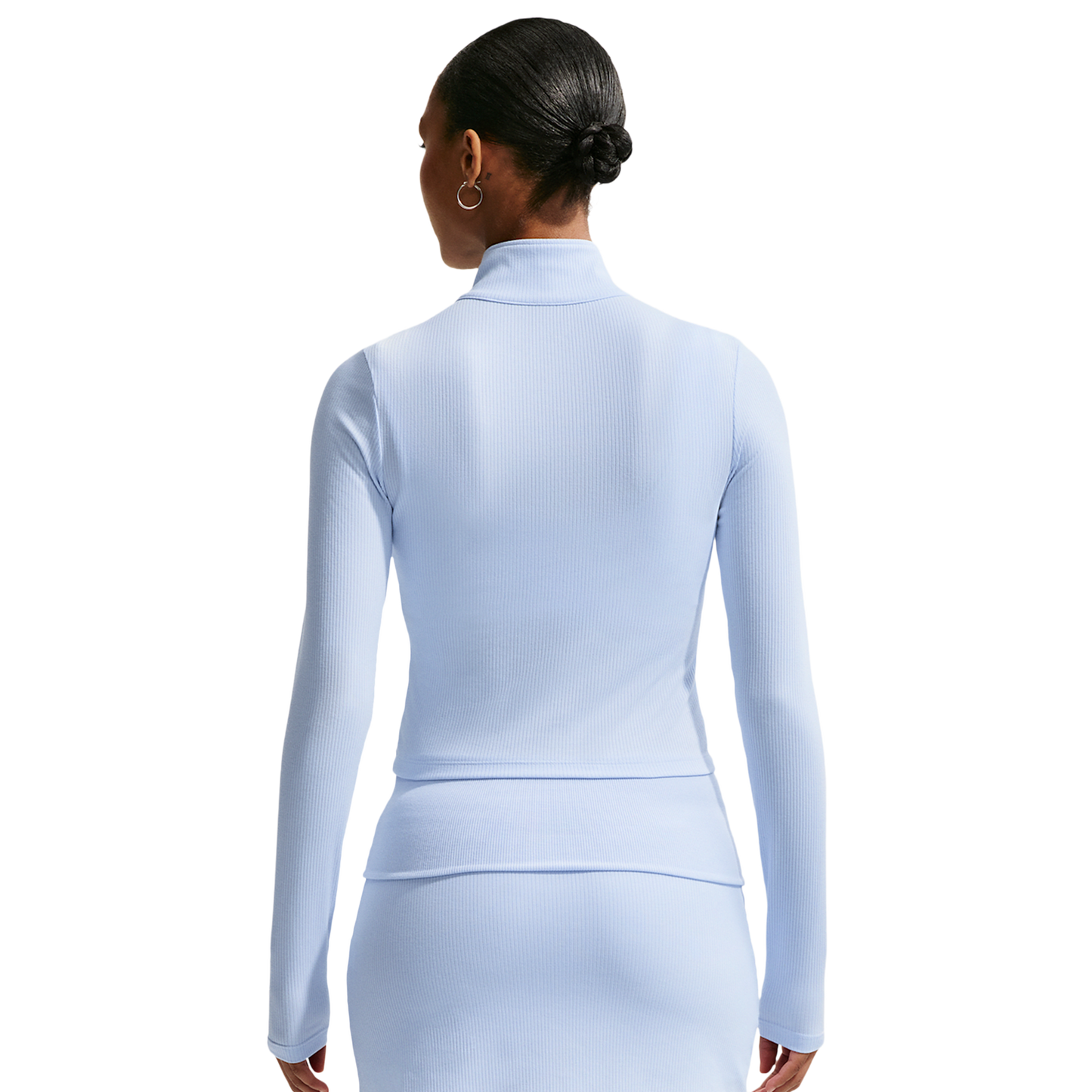 Nike NSW Chill Knit Rib Quarter-Zip LS Top - Women's - Sail/Hydrogen Blue