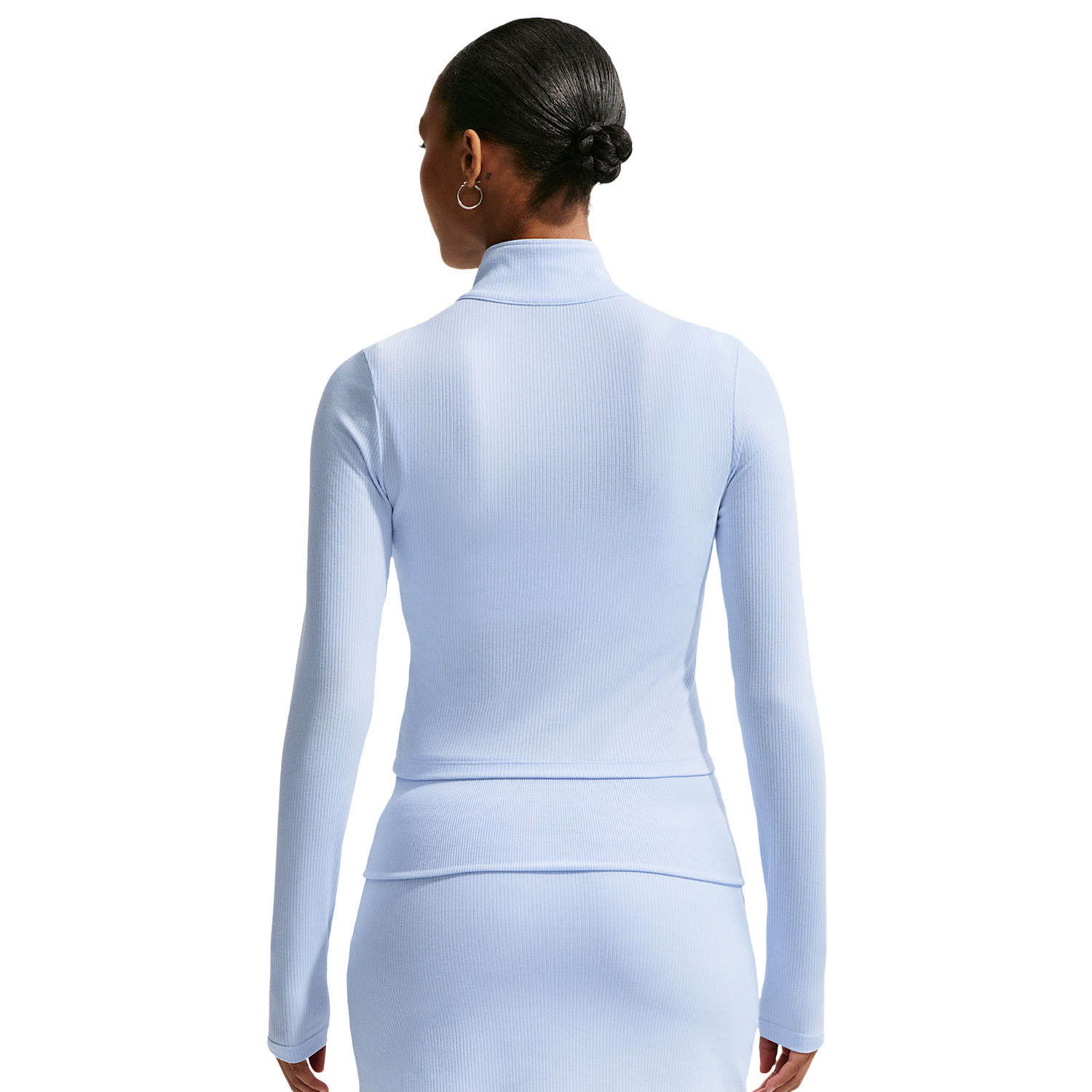 Nike NSW Chill Knit Rib Quarter-Zip LS Top - Women's - Sail/Hydrogen Blue