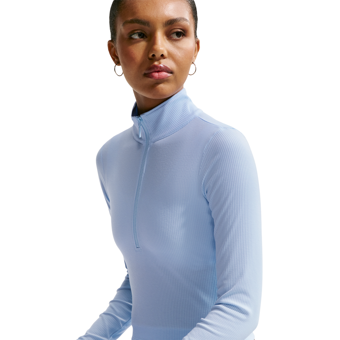 Nike NSW Chill Knit Rib Quarter-Zip LS Top - Women's - Sail/Hydrogen Blue