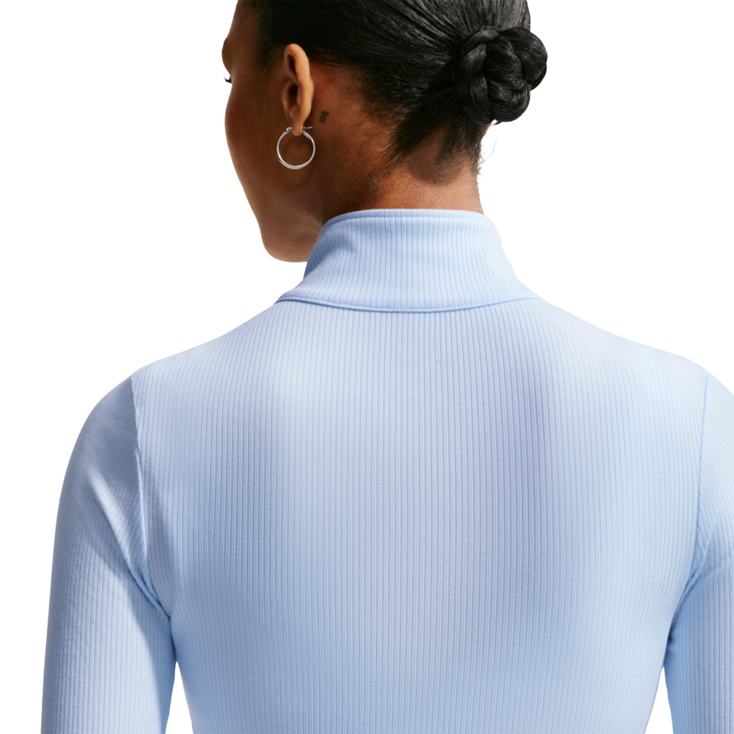 Nike NSW Chill Knit Rib Quarter-Zip LS Top - Women's - Sail/Hydrogen Blue