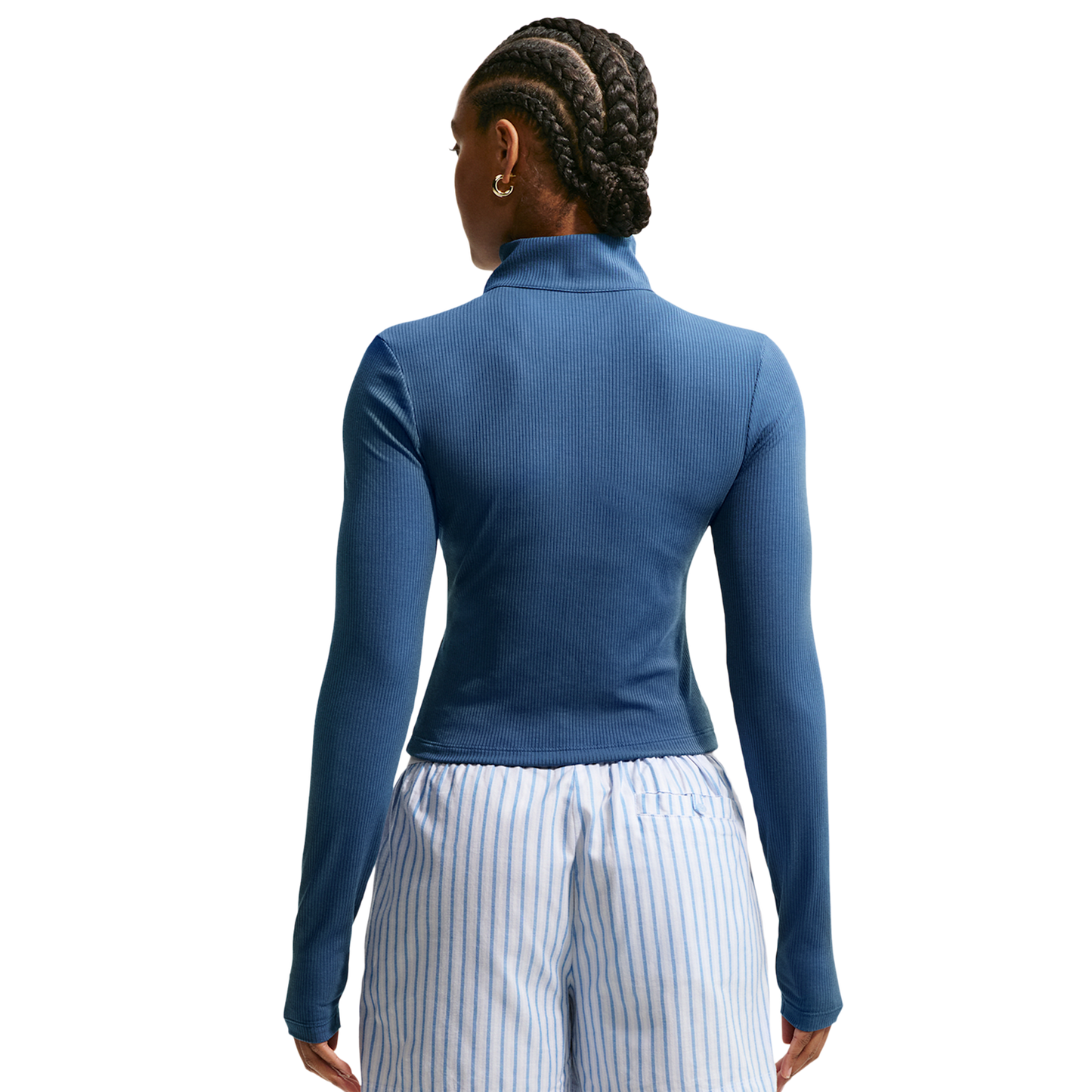 Nike NSW Chill Knit Rib Quarter-Zip LS Top - Women's - Mystic Navy/Sail