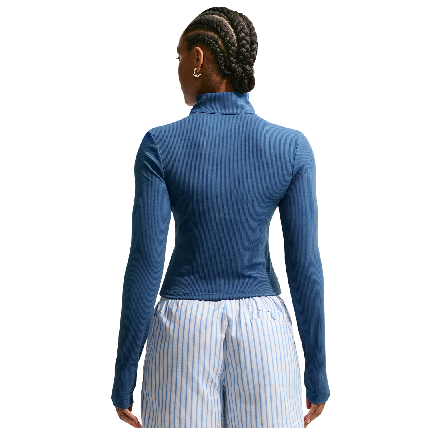 Nike NSW Chill Knit Rib Quarter-Zip LS Top - Women's - Mystic Navy/Sail