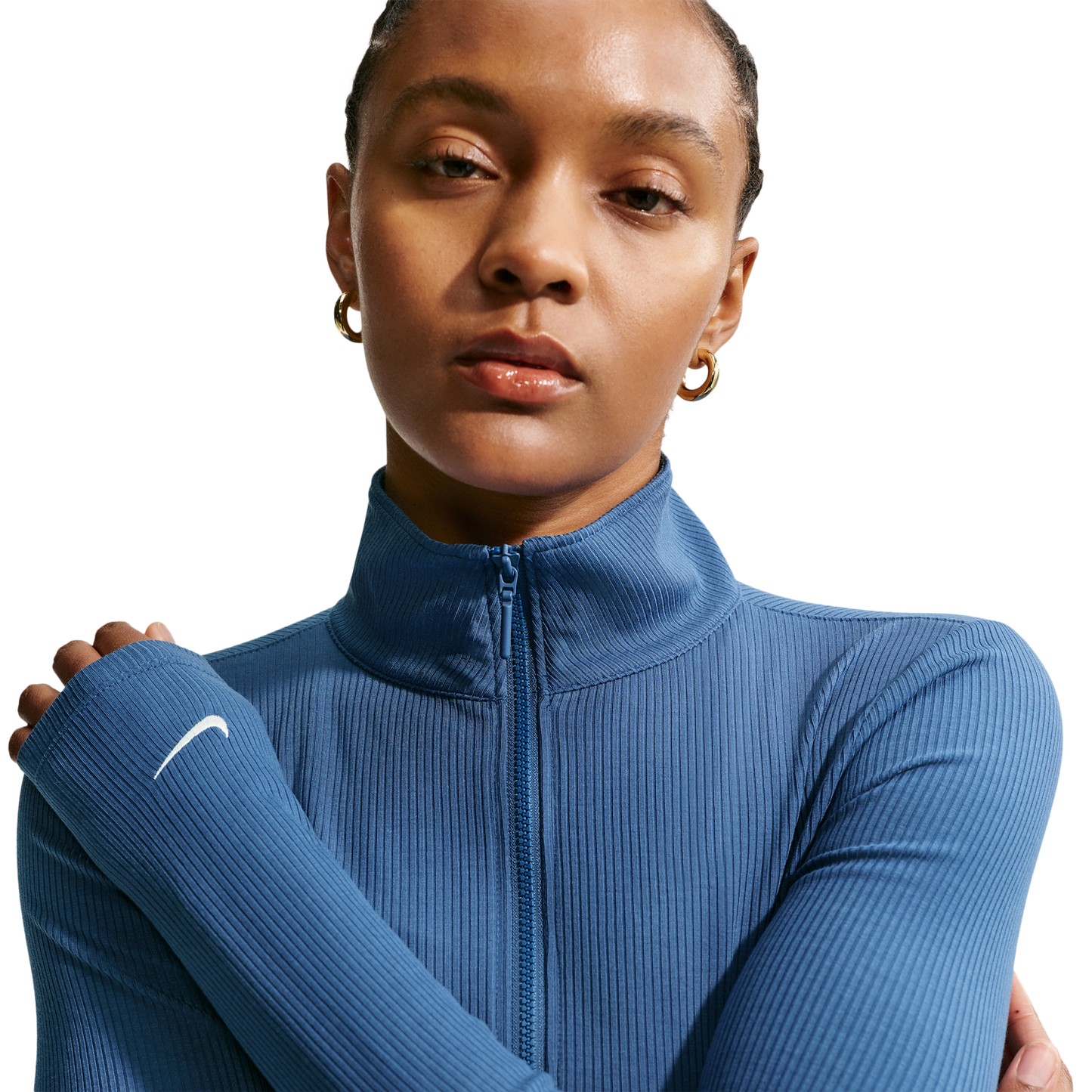 Nike NSW Chill Knit Rib Quarter-Zip LS Top - Women's - Mystic Navy/Sail