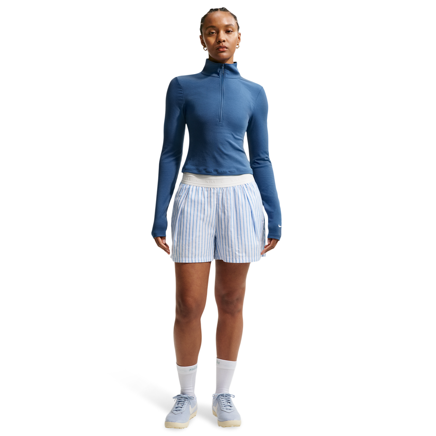 Nike NSW Chill Knit Rib Quarter-Zip LS Top - Women's - Mystic Navy/Sail