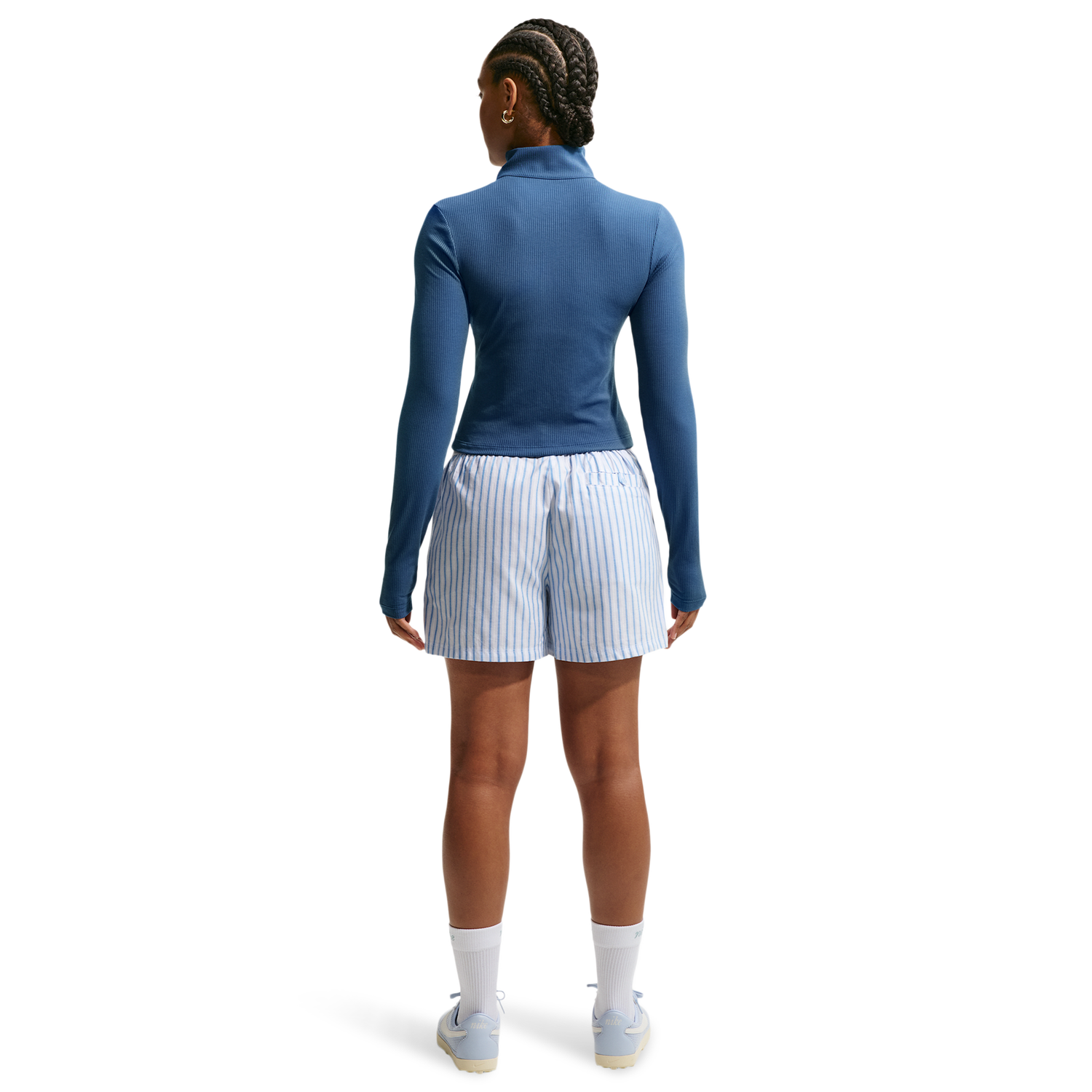 Nike NSW Chill Knit Rib Quarter-Zip LS Top - Women's - Mystic Navy/Sail