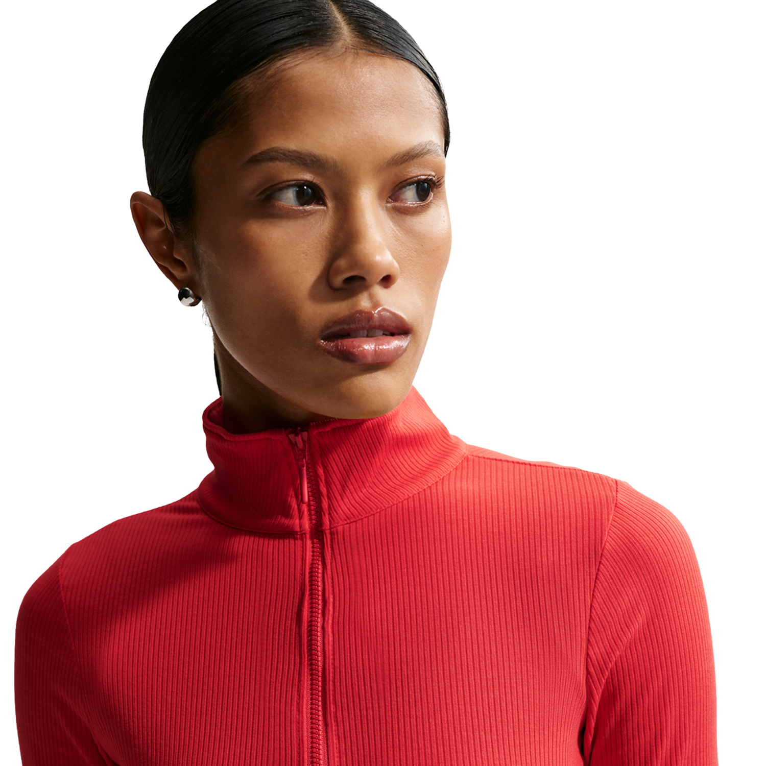 Nike NSW Chill Knit Rib Quarter-Zip LS Top - Women's - Lt Crimson/Sail