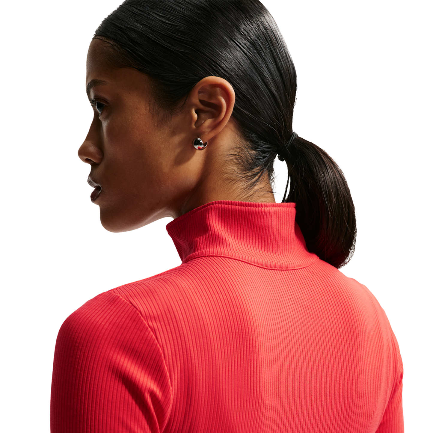 Nike NSW Chill Knit Rib Quarter-Zip LS Top - Women's - Lt Crimson/Sail