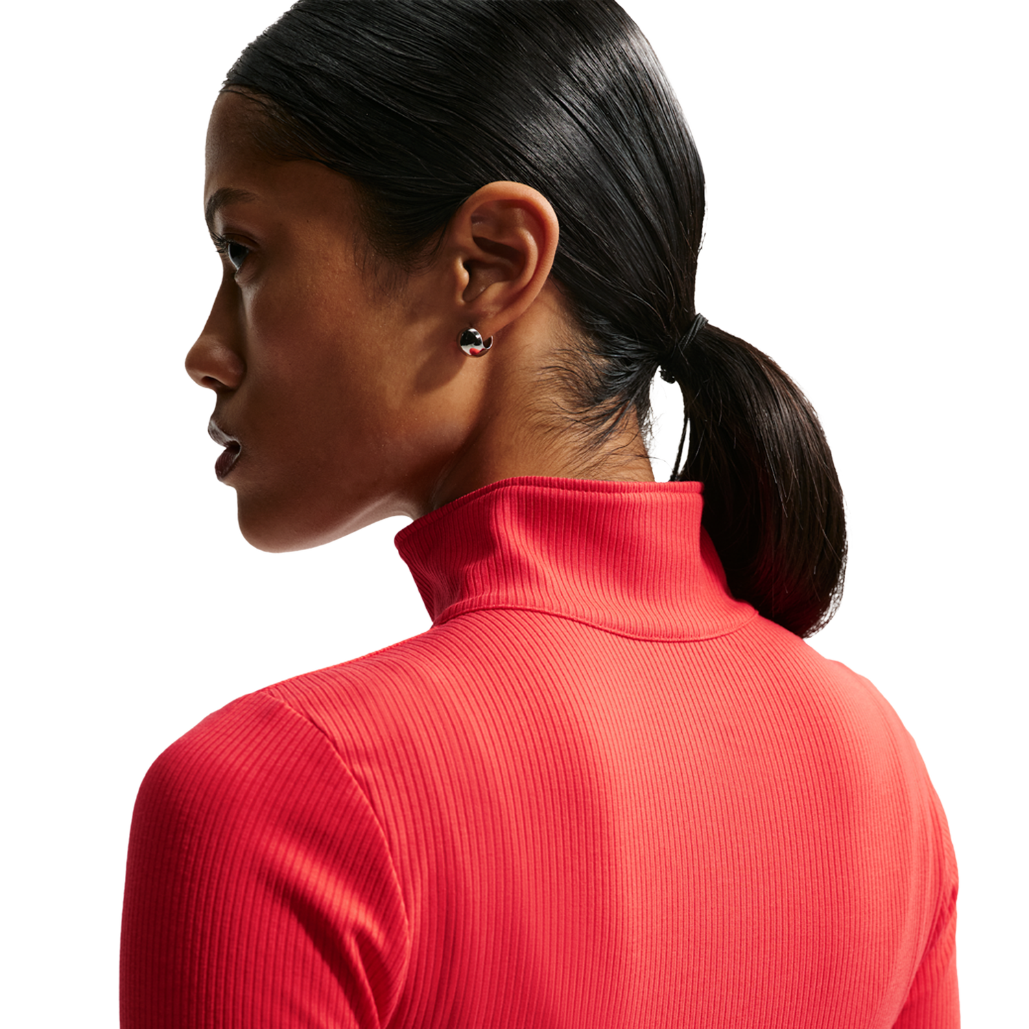 Nike NSW Chill Knit Rib Quarter-Zip LS Top - Women's - Lt Crimson/Sail