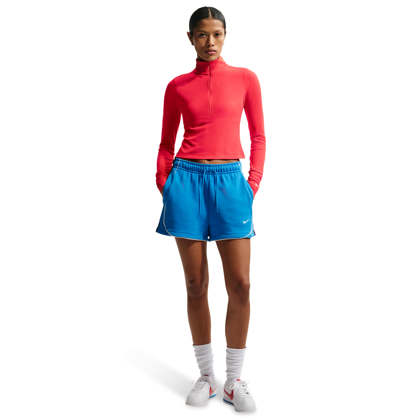 Nike NSW Chill Knit Rib Quarter-Zip LS Top - Women's - Lt Crimson/Sail