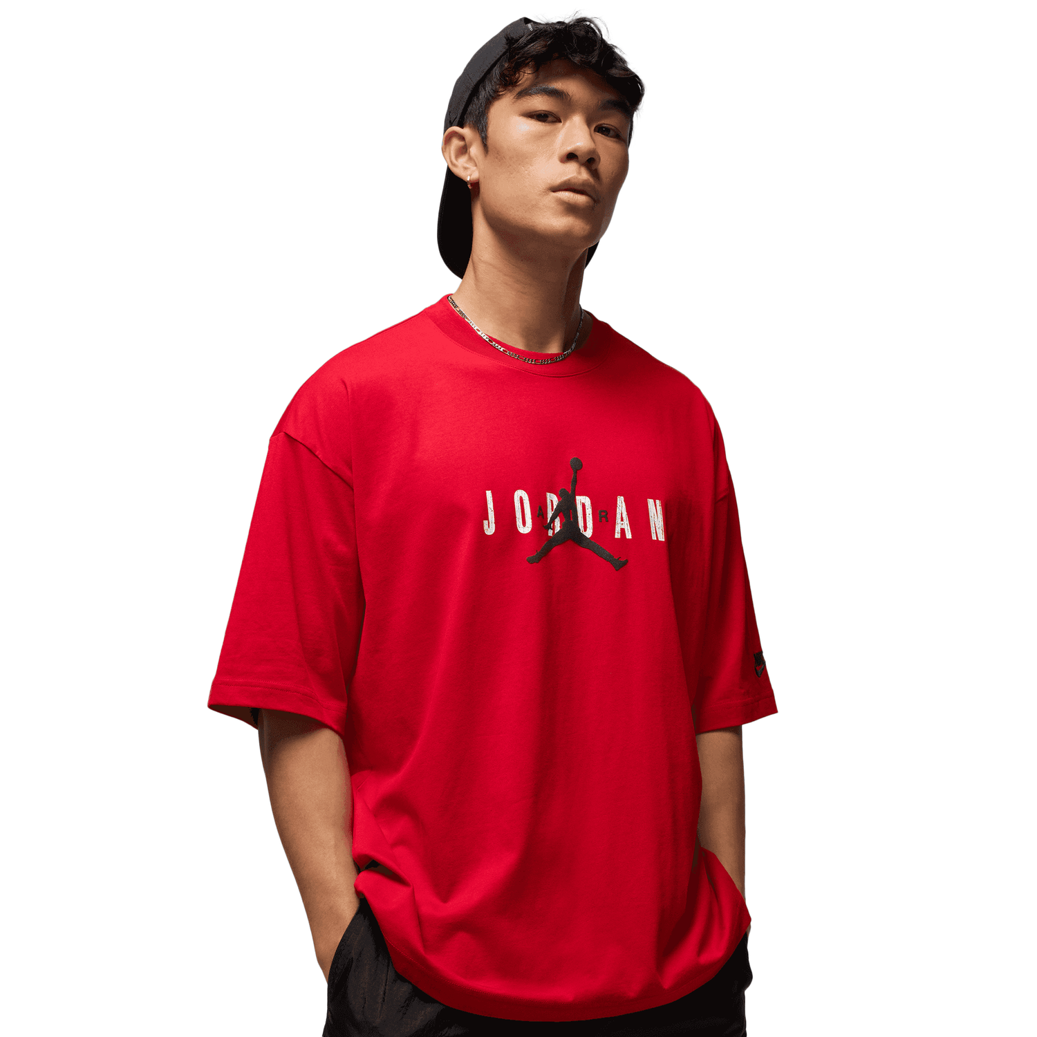 Jordan Brooklyn Air Oversized Crew - Men's - Black/Red