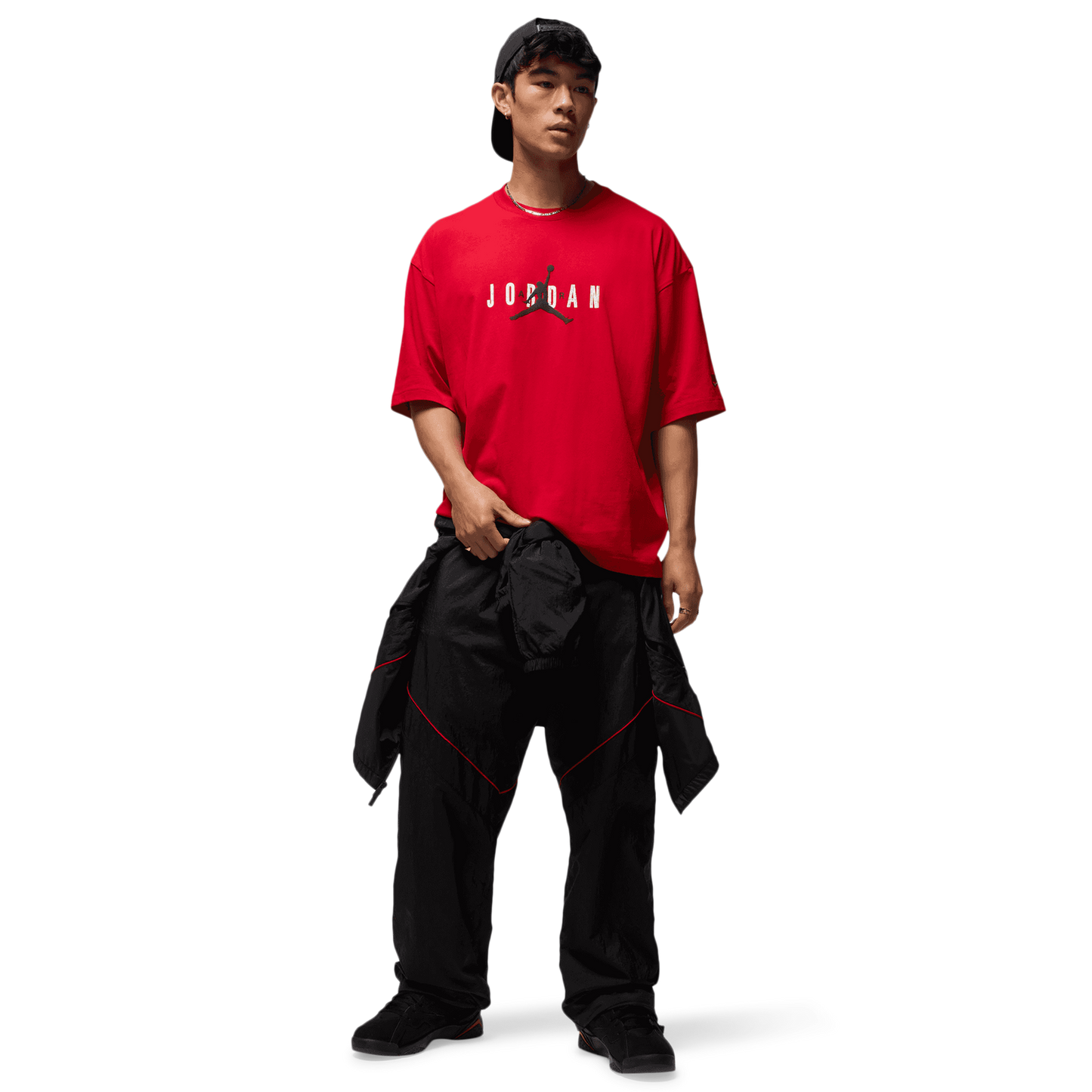 Jordan Brooklyn Air Oversized Crew - Men's - Black/Red
