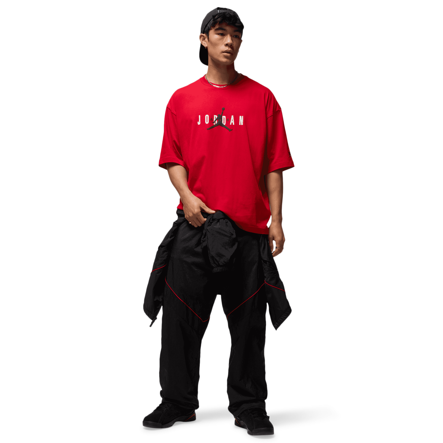 Jordan Brooklyn Air Oversized Crew - Men's - Black/Red