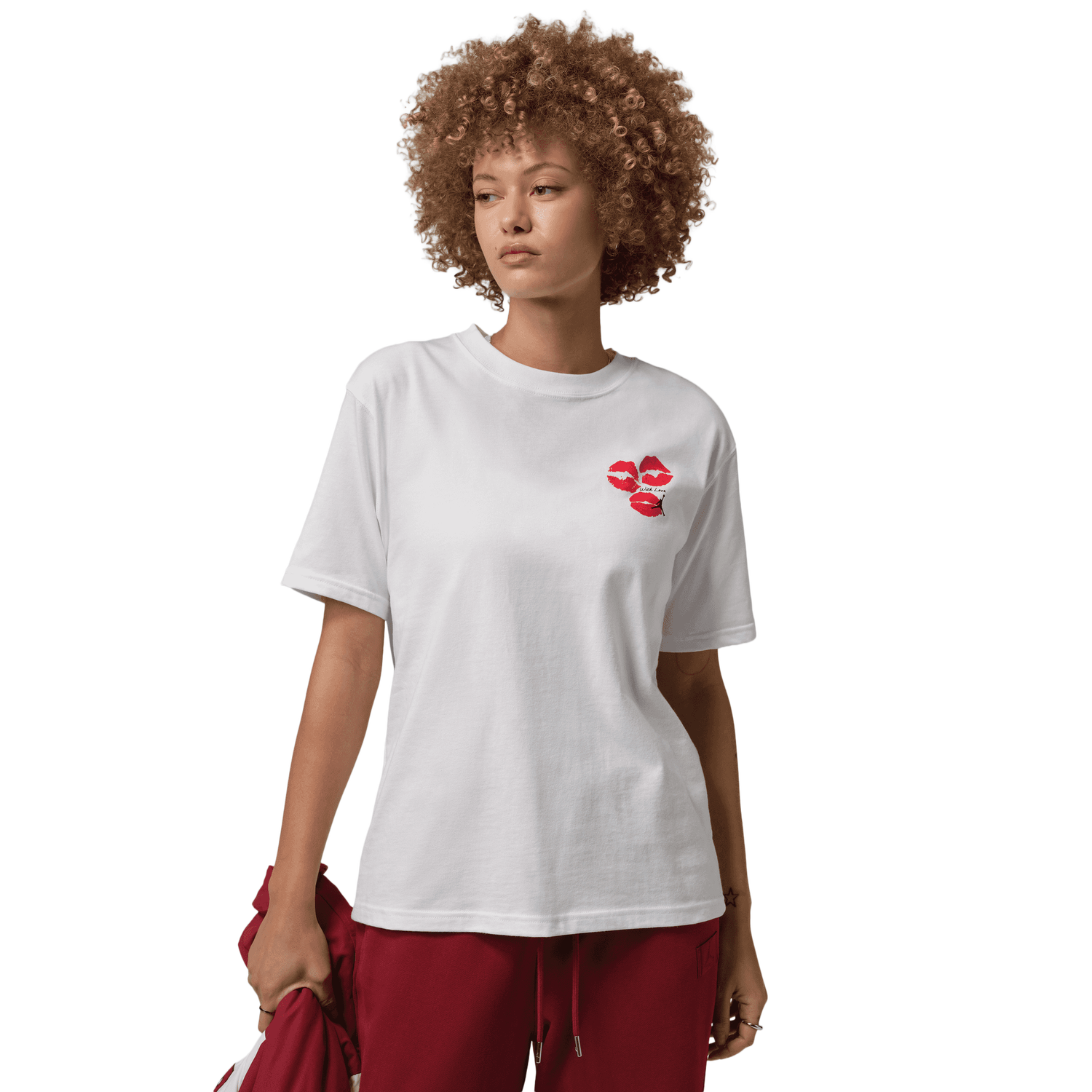 Jordan Flight Graphic KISS T-Shirt - Women's - White/Red